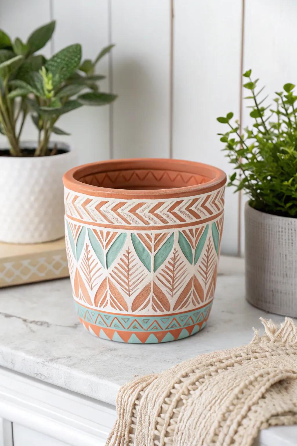 Transform your space with this uniquely crafted polymer clay planter—where elegance meets creativity.
