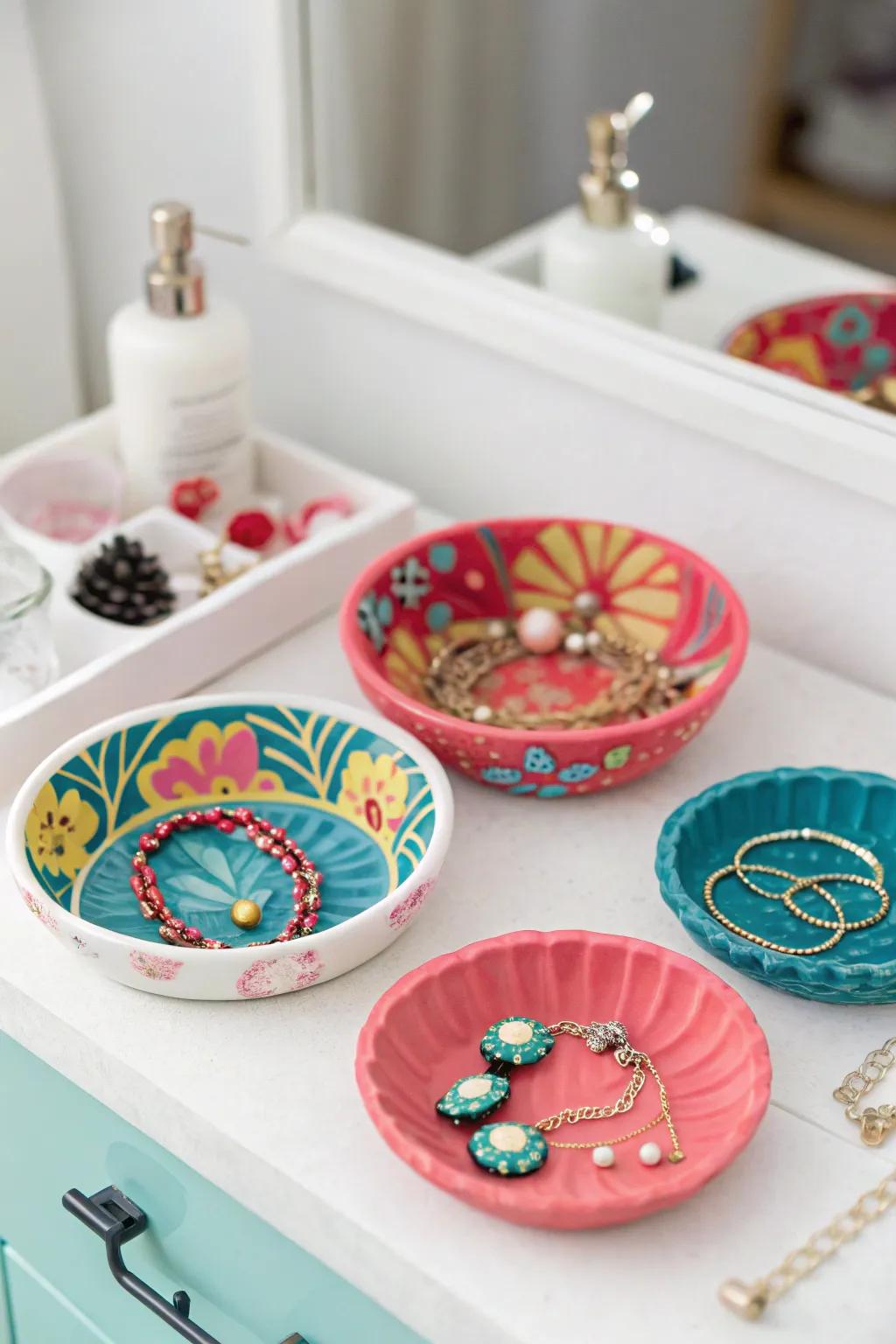 Organize your trinkets with elegant polymer clay dishes.