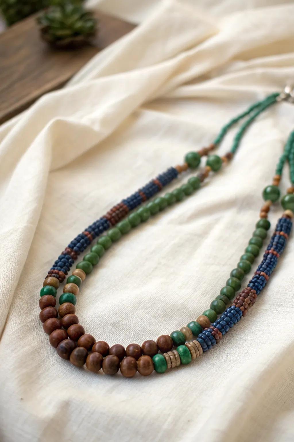 Embrace the beauty of nature with this handcrafted pony bead necklace, where earth-toned hues meet minimalist elegance.