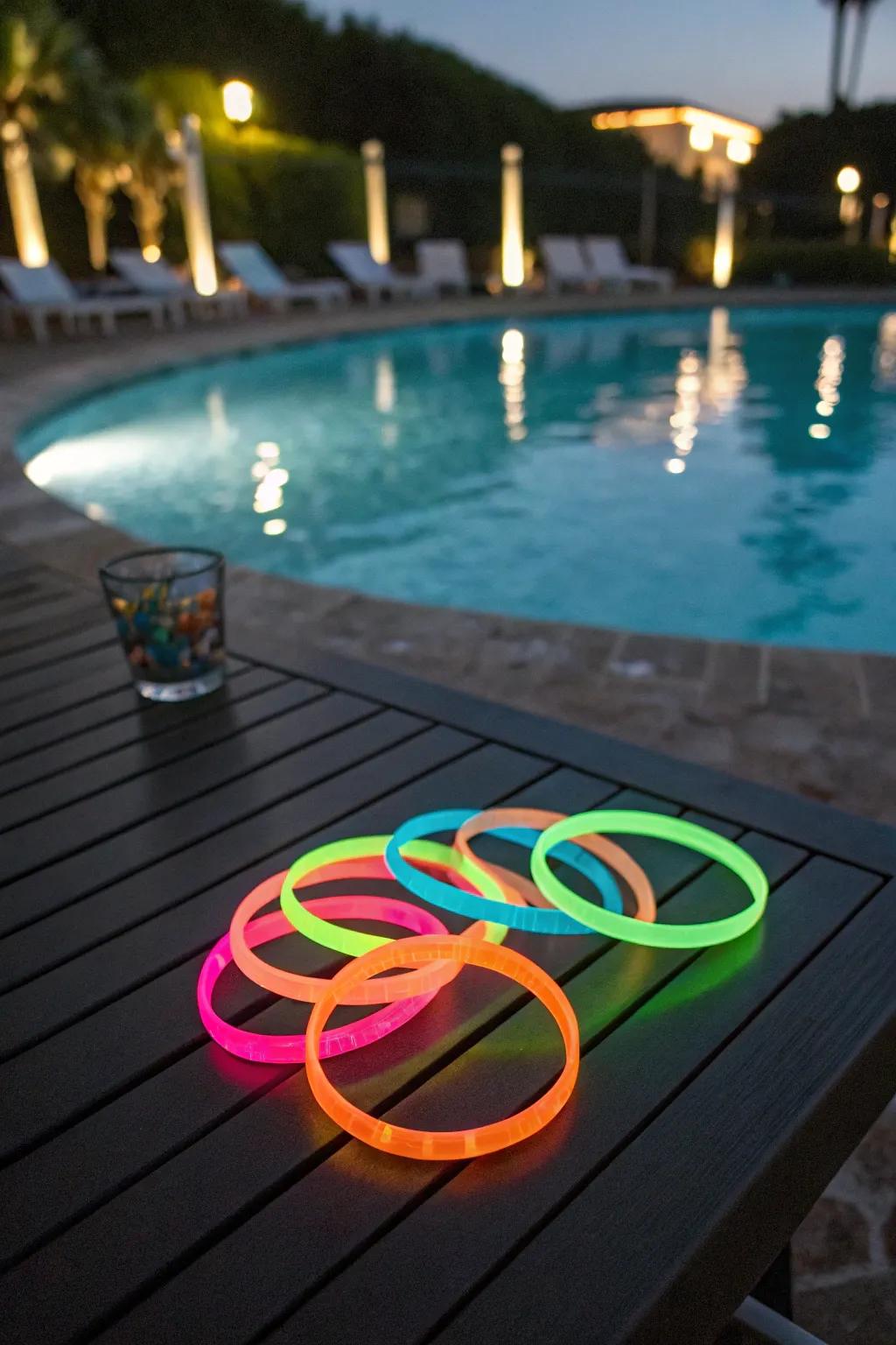 Glow-in-the-dark bracelets keep the party shining.