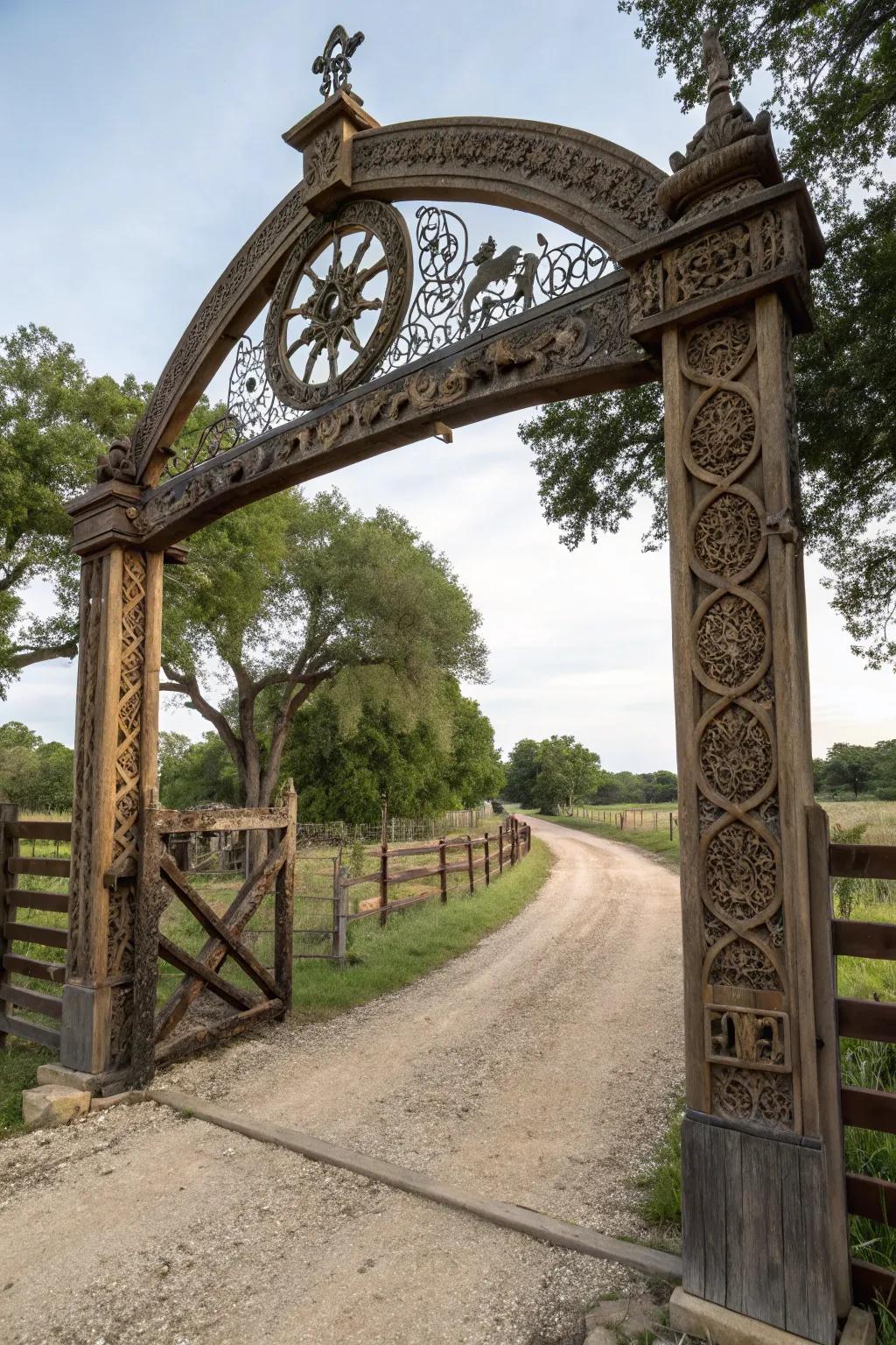 Decorative overhead arches add grandeur to this entrance.