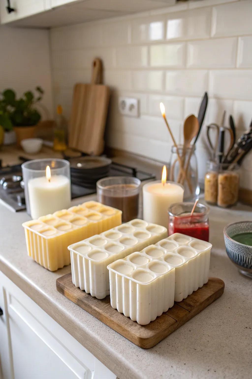 Create beautiful candles with eco-friendly milk carton molds.