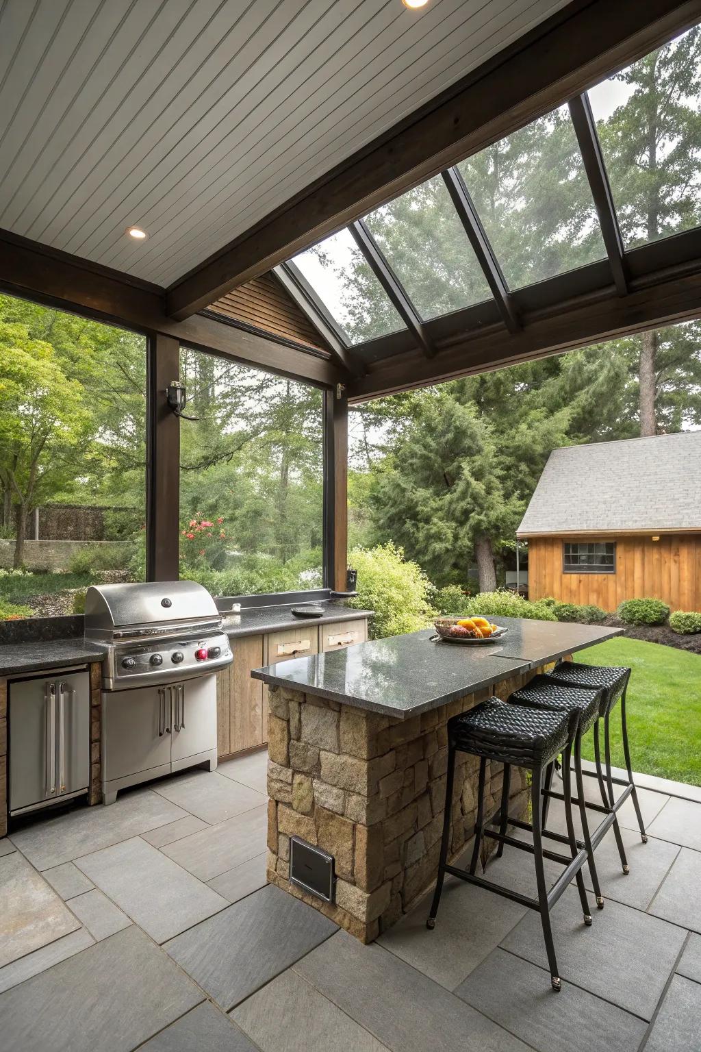 An outdoor kitchen enhances your porch's entertaining potential.