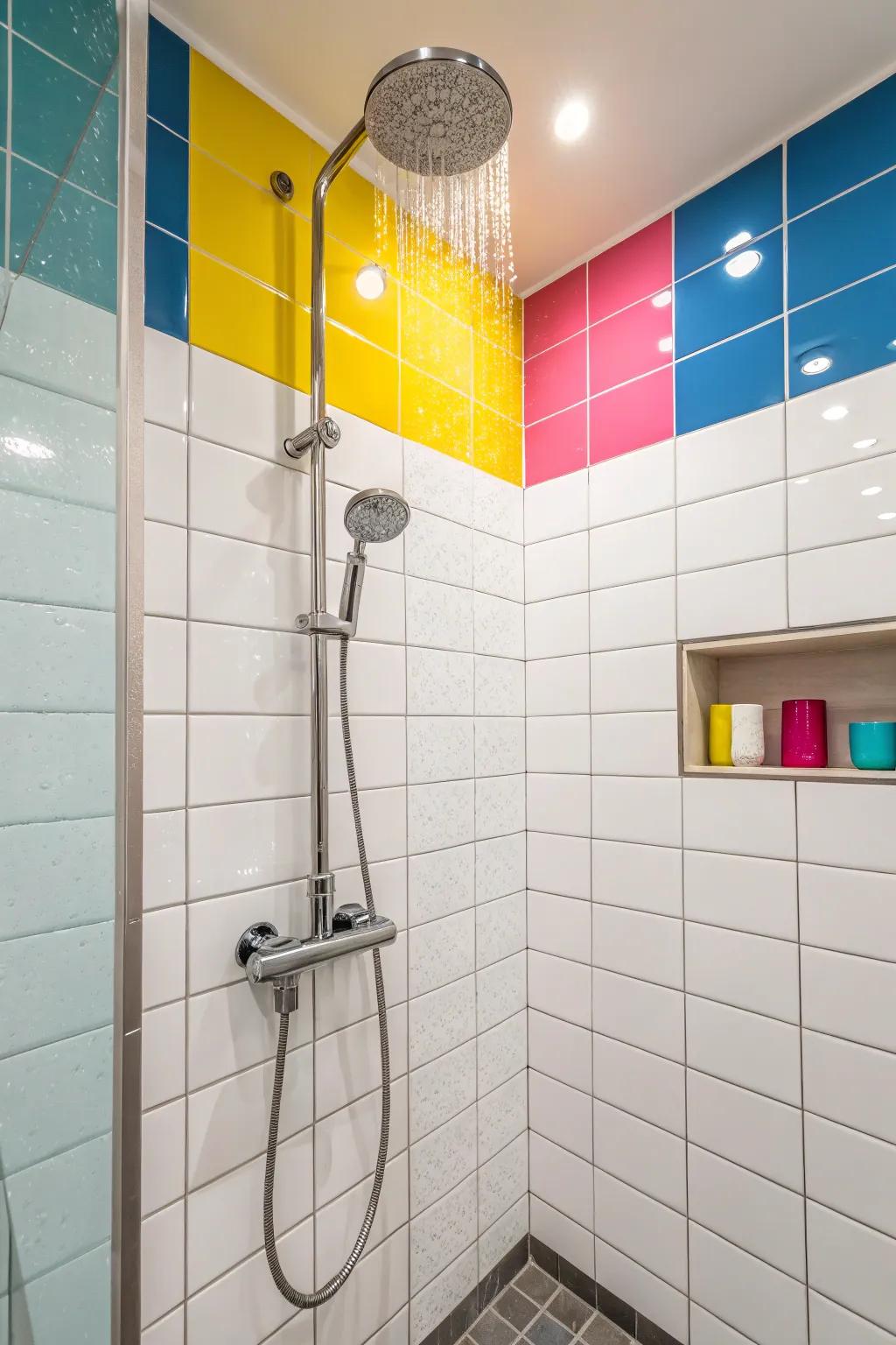 A pop of color can bring vibrancy and life to your shower.