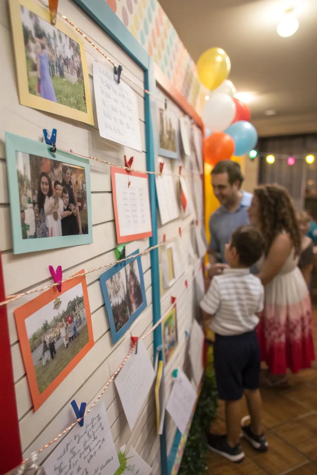 A photo memory wall celebrates memories and friendships.