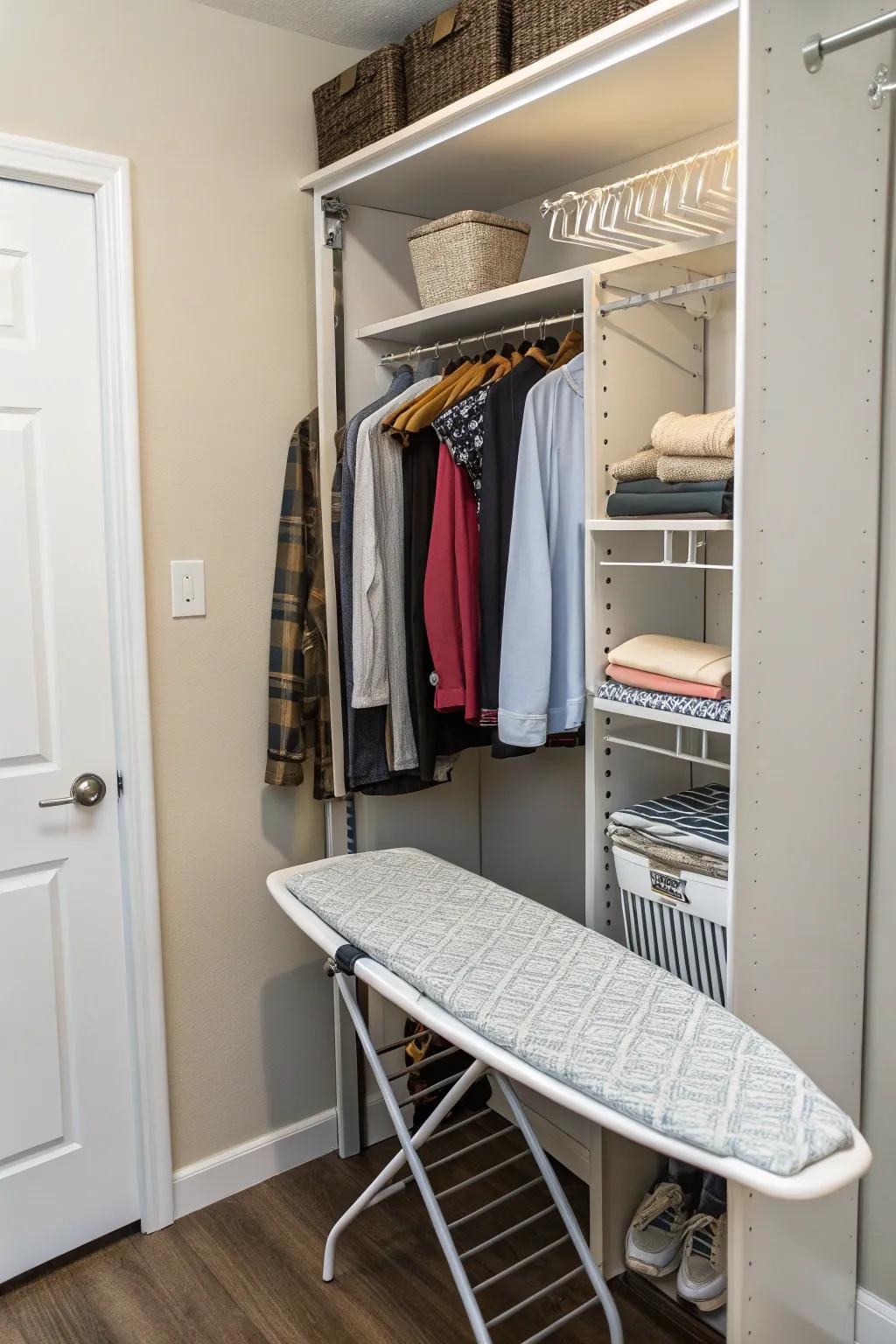 Fold-down ironing boards offer convenience without taking up space.