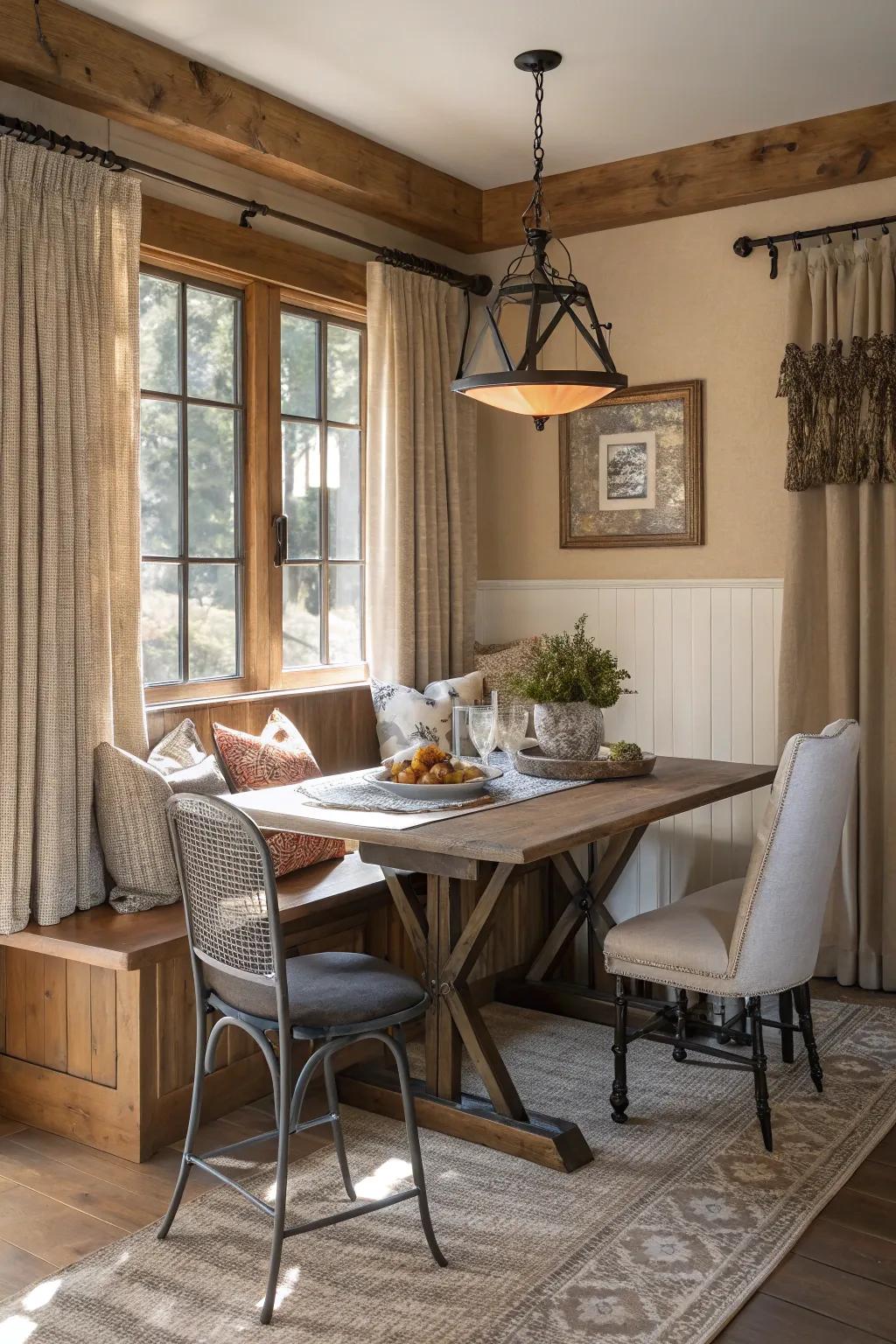 Mixing textures adds depth and interest to your dining area.