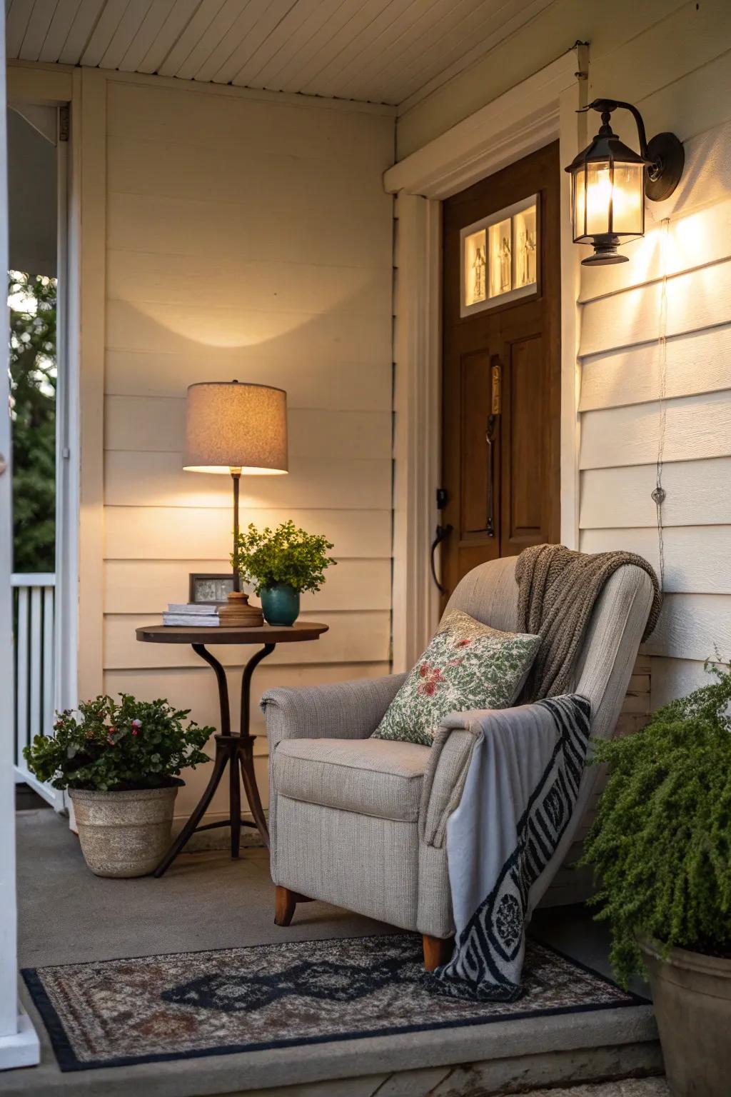 A reading nook provides a cozy retreat.