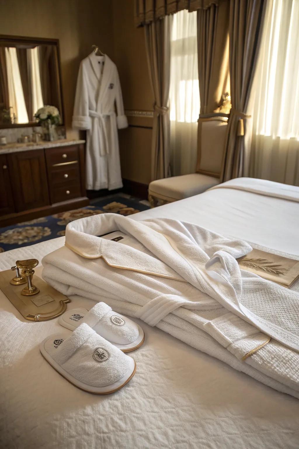 Plush robes and slippers add a touch of luxury to the spa experience.