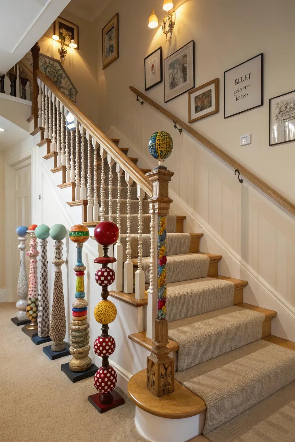 Whimsical spindle designs turn your staircase into a delightful surprise.