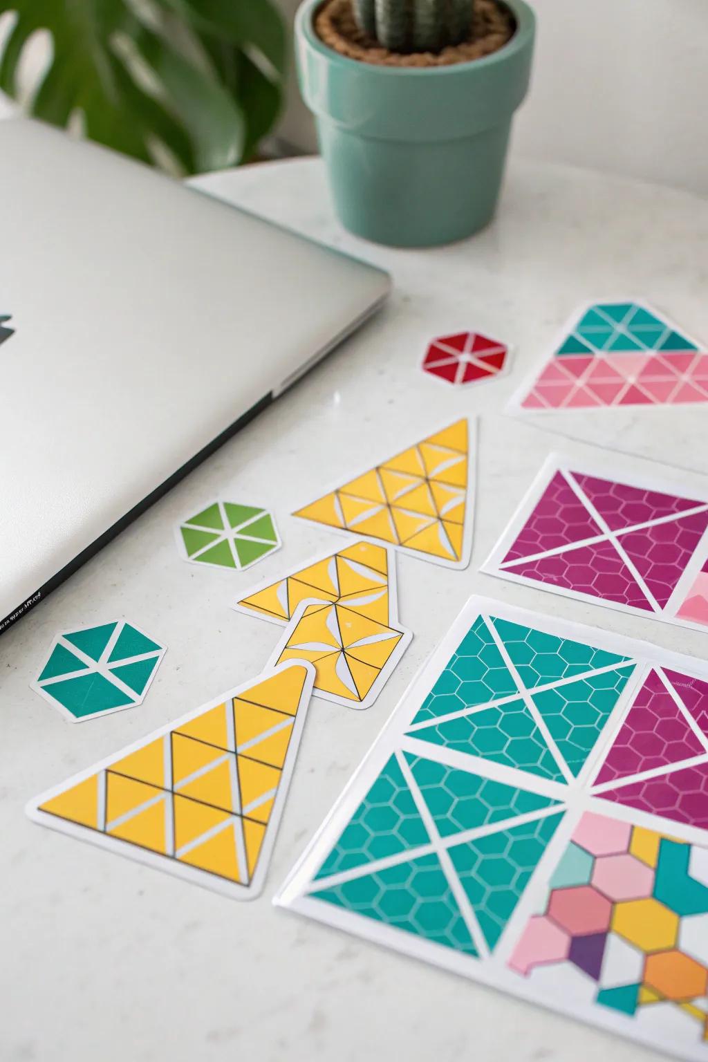 Geometric stickers for a modern aesthetic.