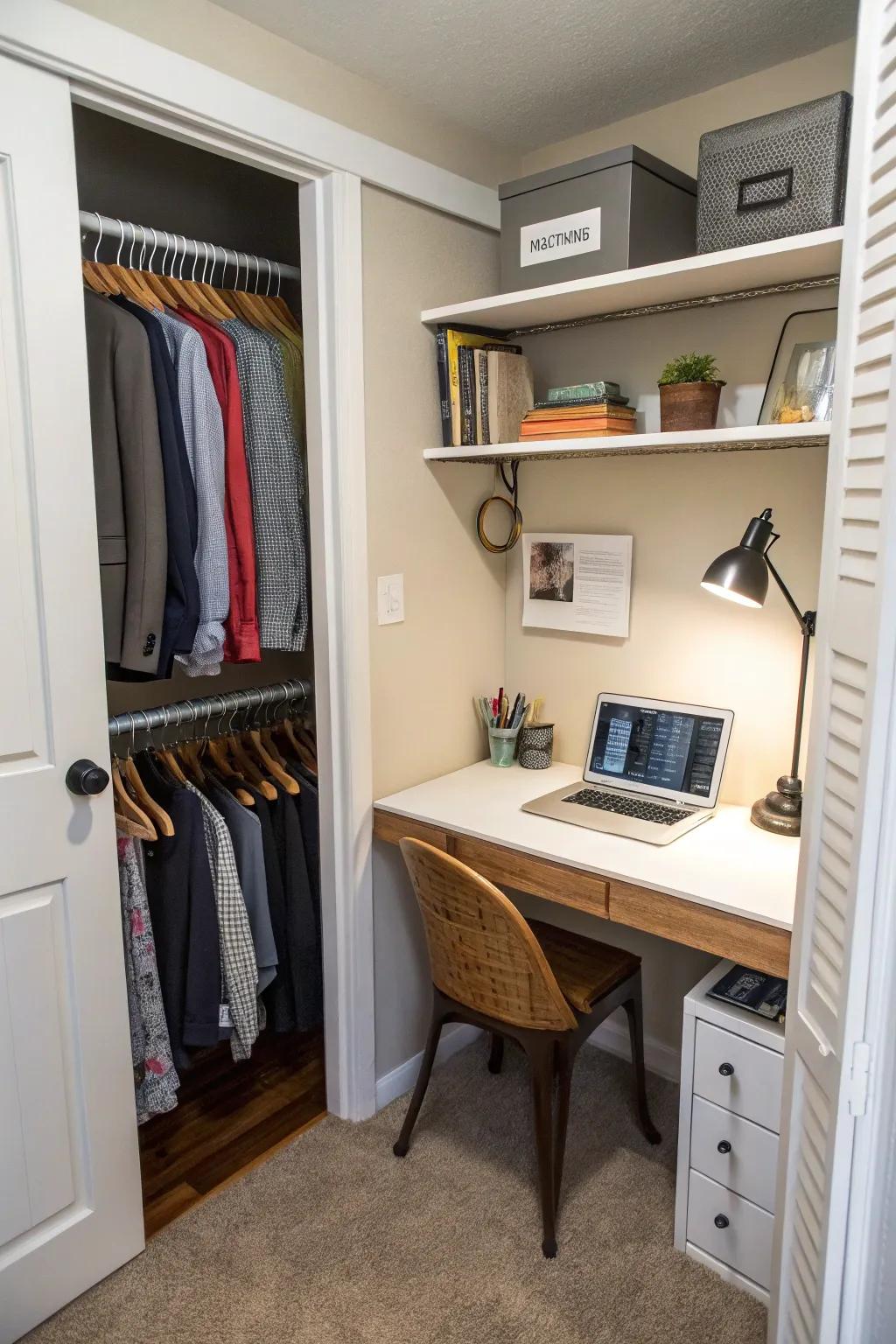 A hidden desk allows you to maintain a clean and tidy look.