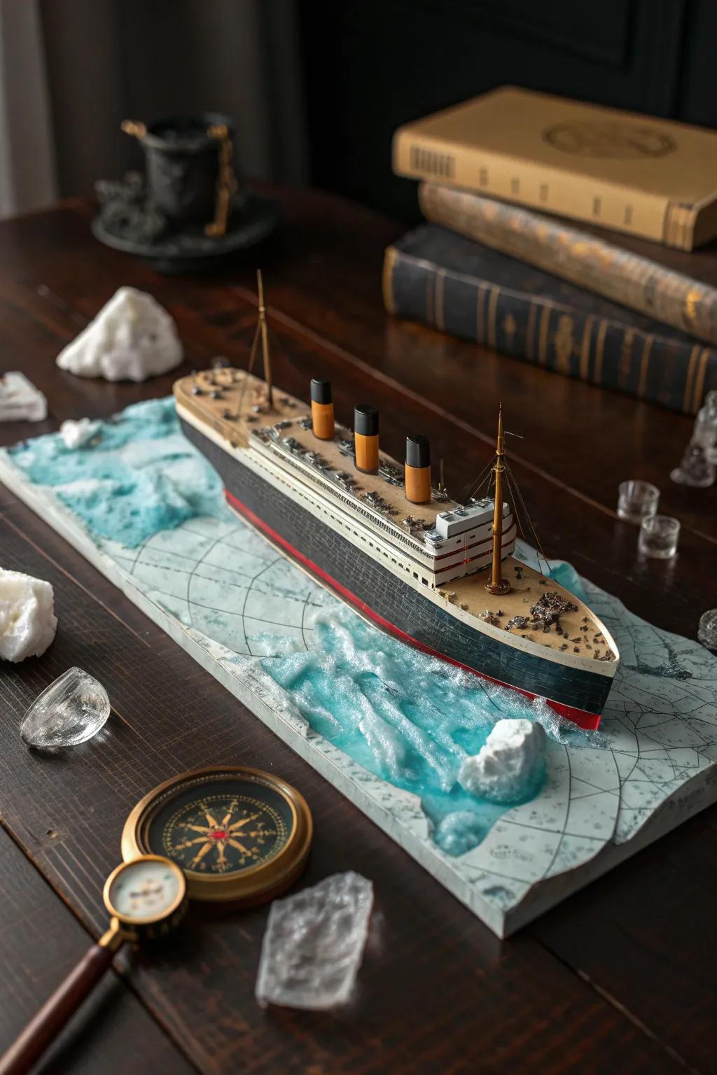 Unlock the secrets of the Titanic with this captivating memory capsule diorama.