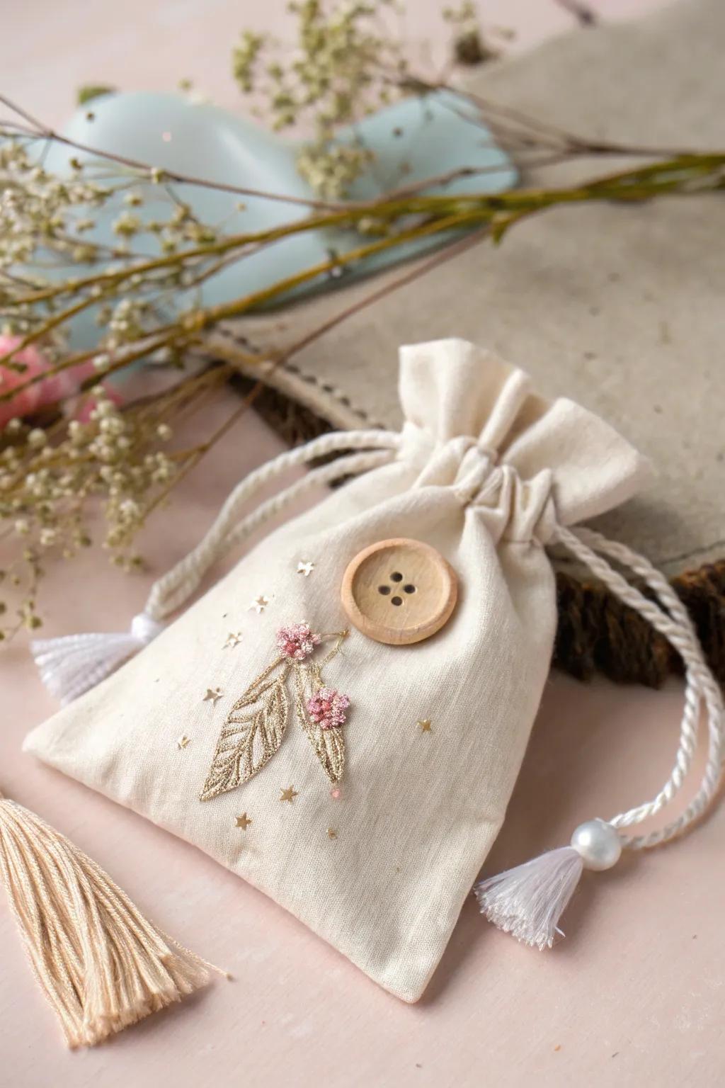 Discover the magic with this charming tooth fairy bag, where simplicity meets playful elegance.