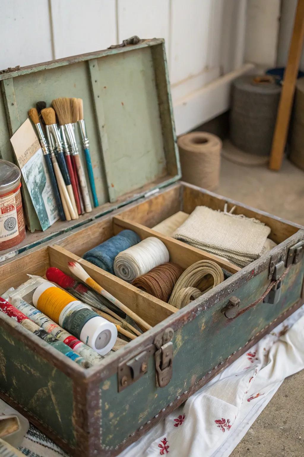 Keep craft supplies organized with a toolbox.