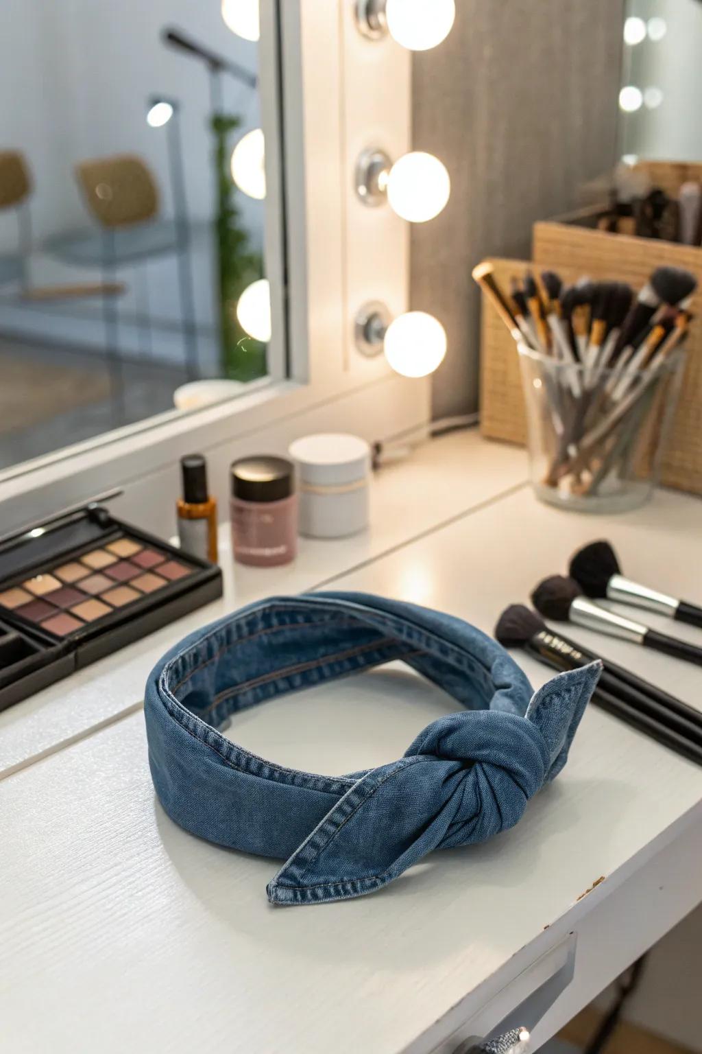 Accessorize with a stylish and versatile denim headband.