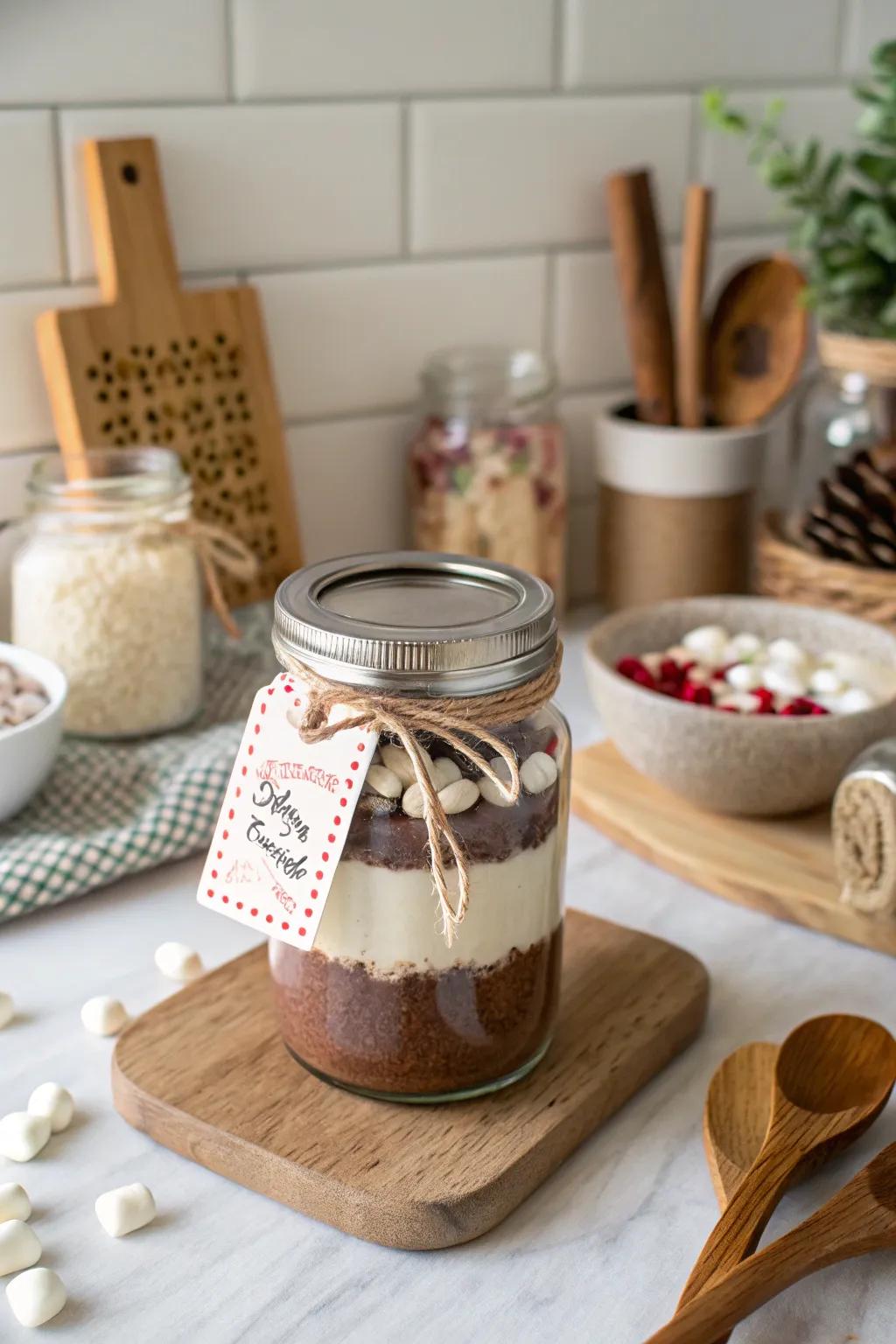 A homemade hot chocolate mix, a warm and comforting gift for cold days.