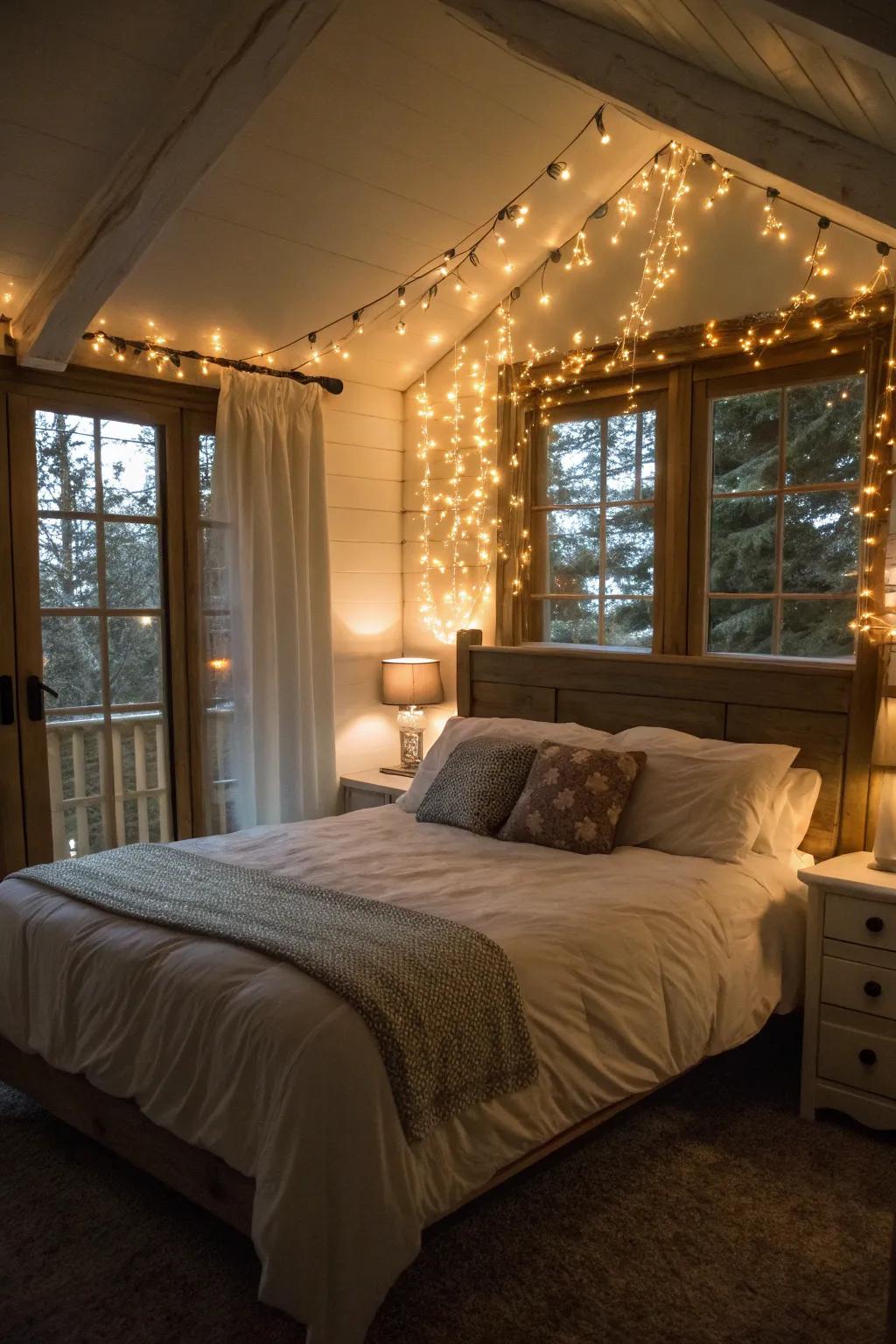 Fairy lights add a warm and magical glow.