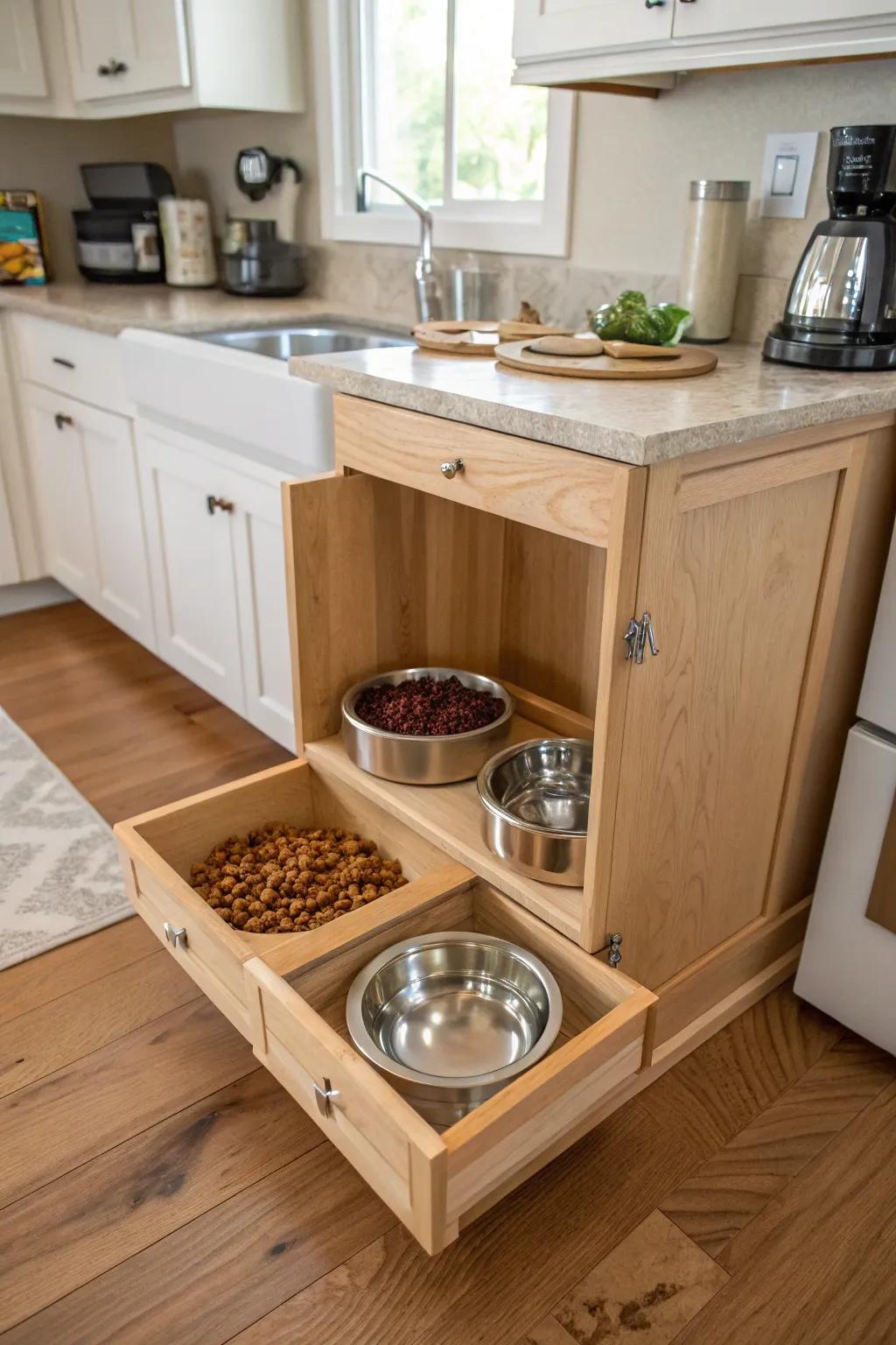 Make mealtime special with a custom dog feeding station.