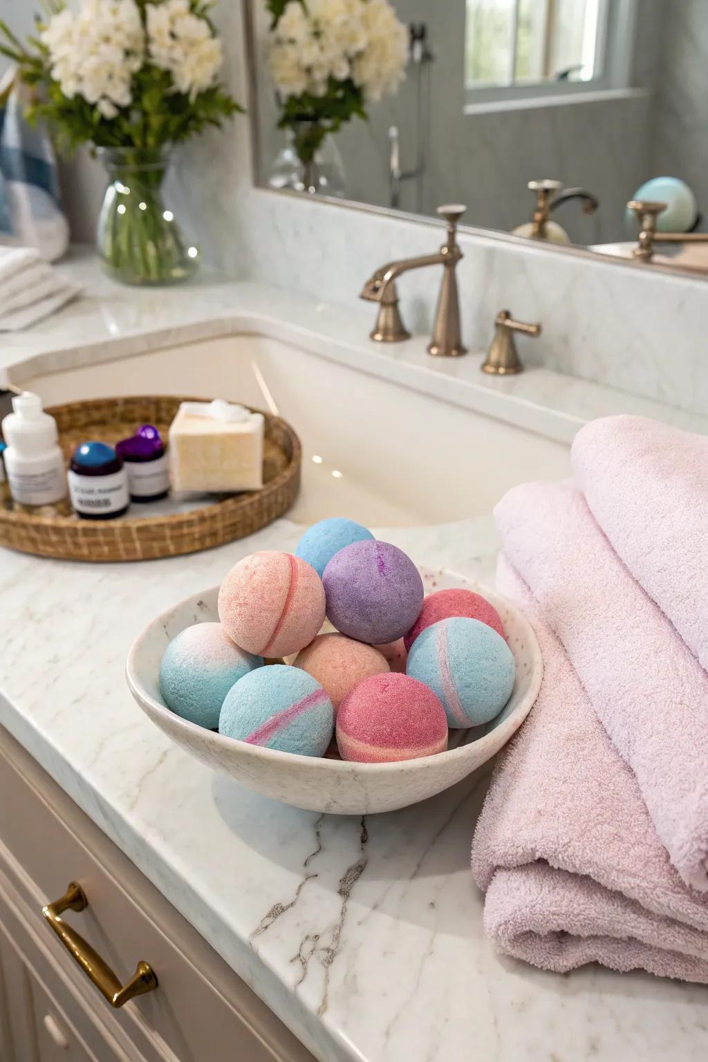 Indulge in luxury with a set of fragrant bath bombs.