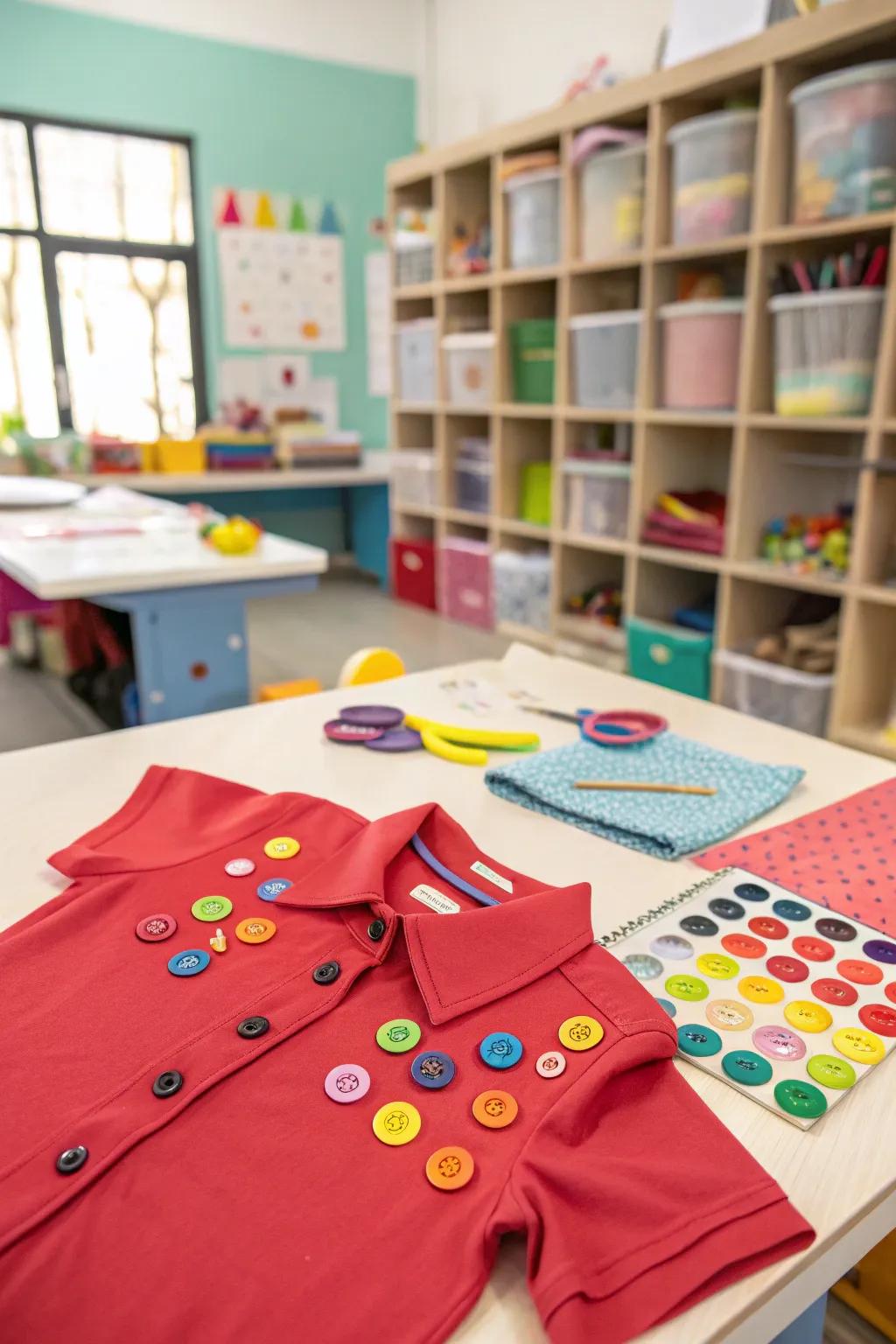 Turn a plain tee into a button bonanza!