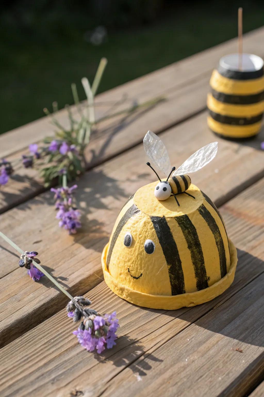 Handcrafted charm: a whimsical bee bringing a touch of nature to your home decor.
