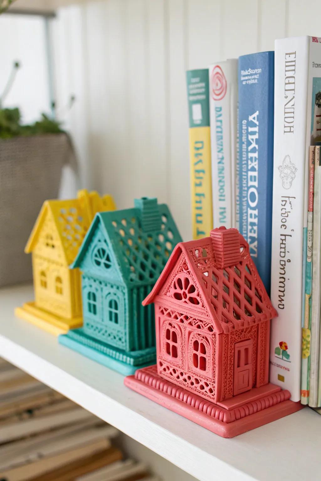 Turn ordinary bookends into eye-catching decor pieces.