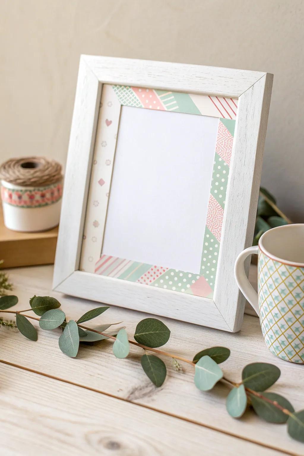Transform your frames with washi tape magic – a quick craft that radiates understated elegance.
