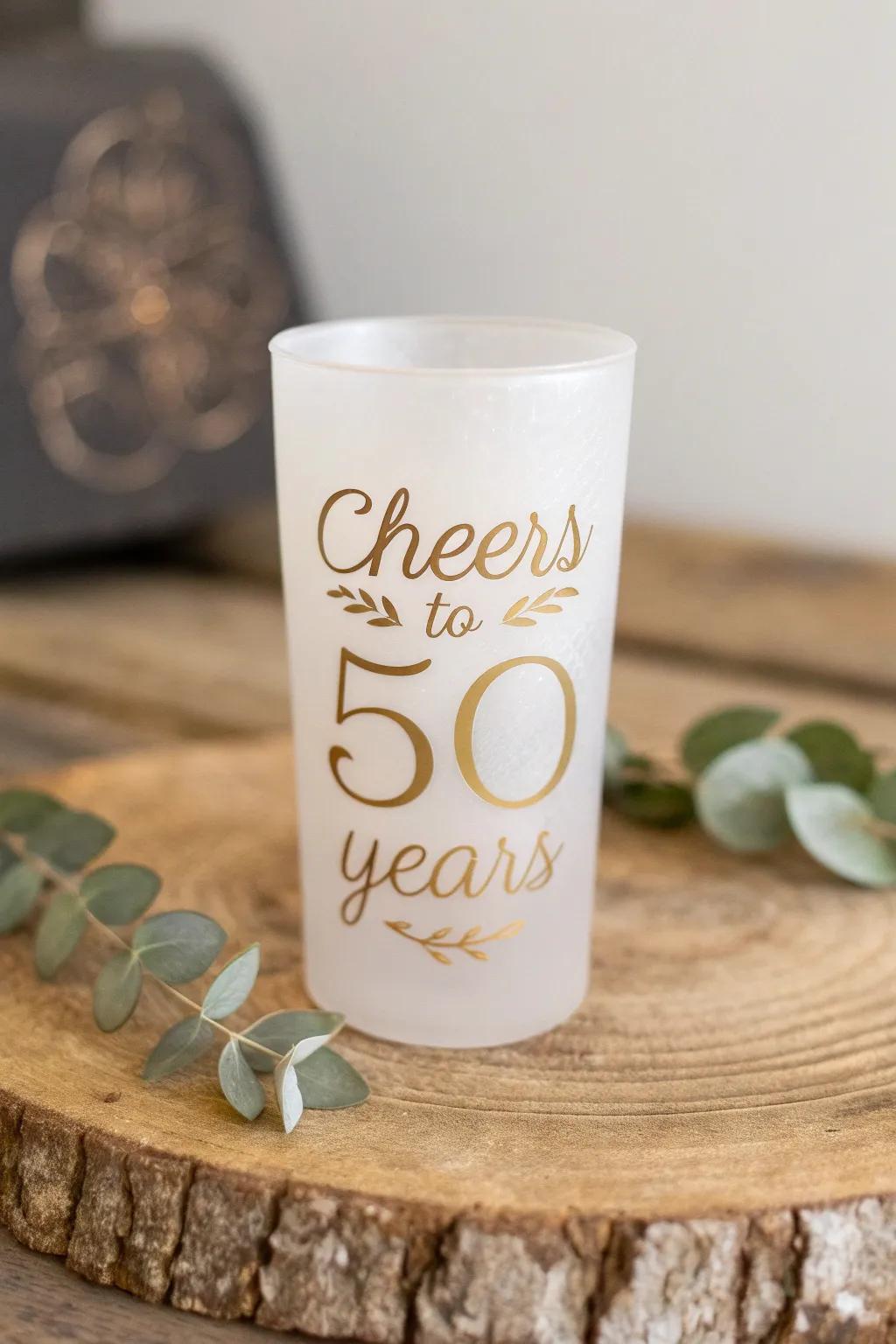 Raise a glass to elegance and milestones with 'Cheers to 50 Years'!