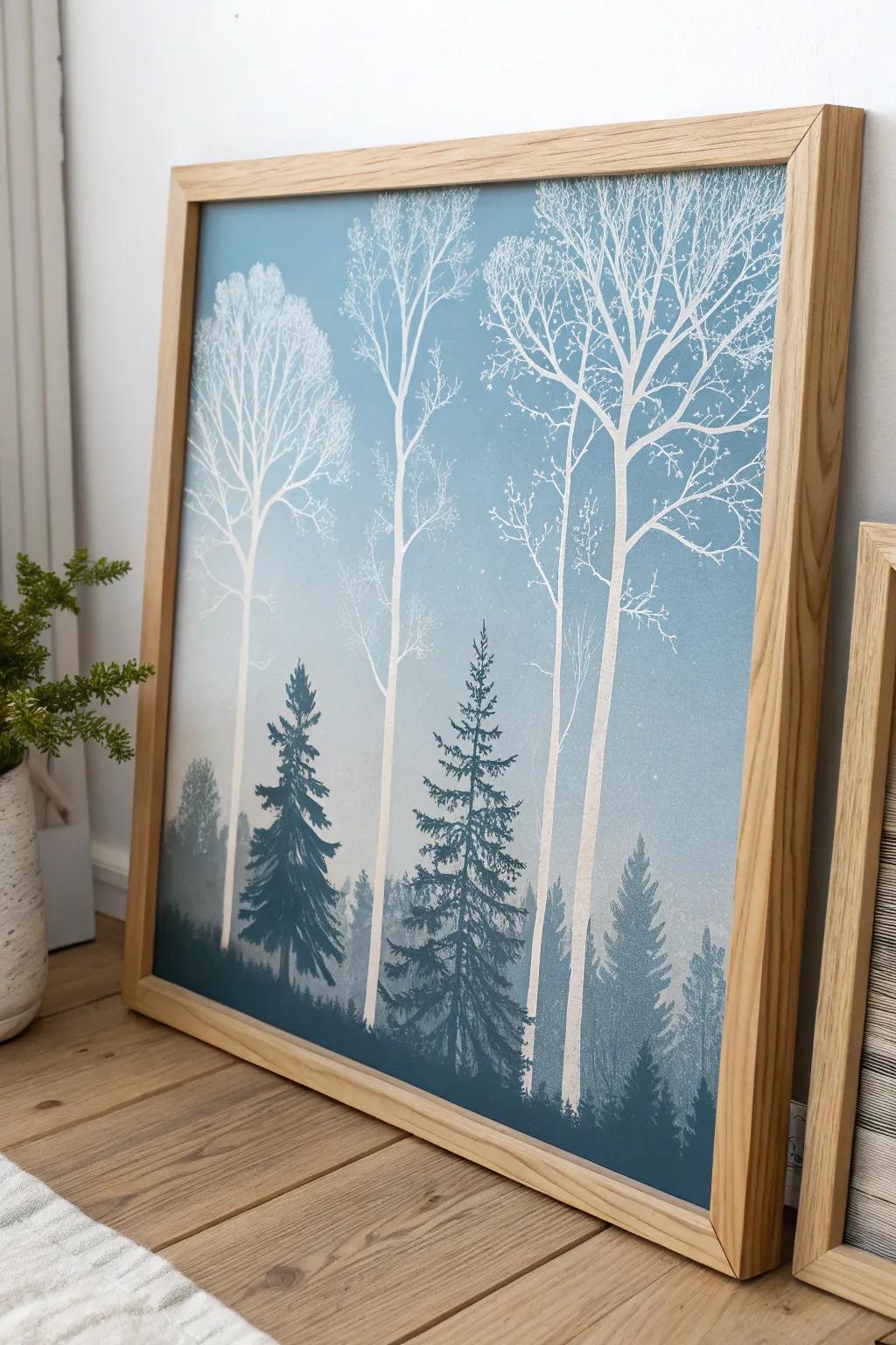 Embrace the tranquility of a mystical forest with this Scandinavian-inspired acrylic masterpiece.