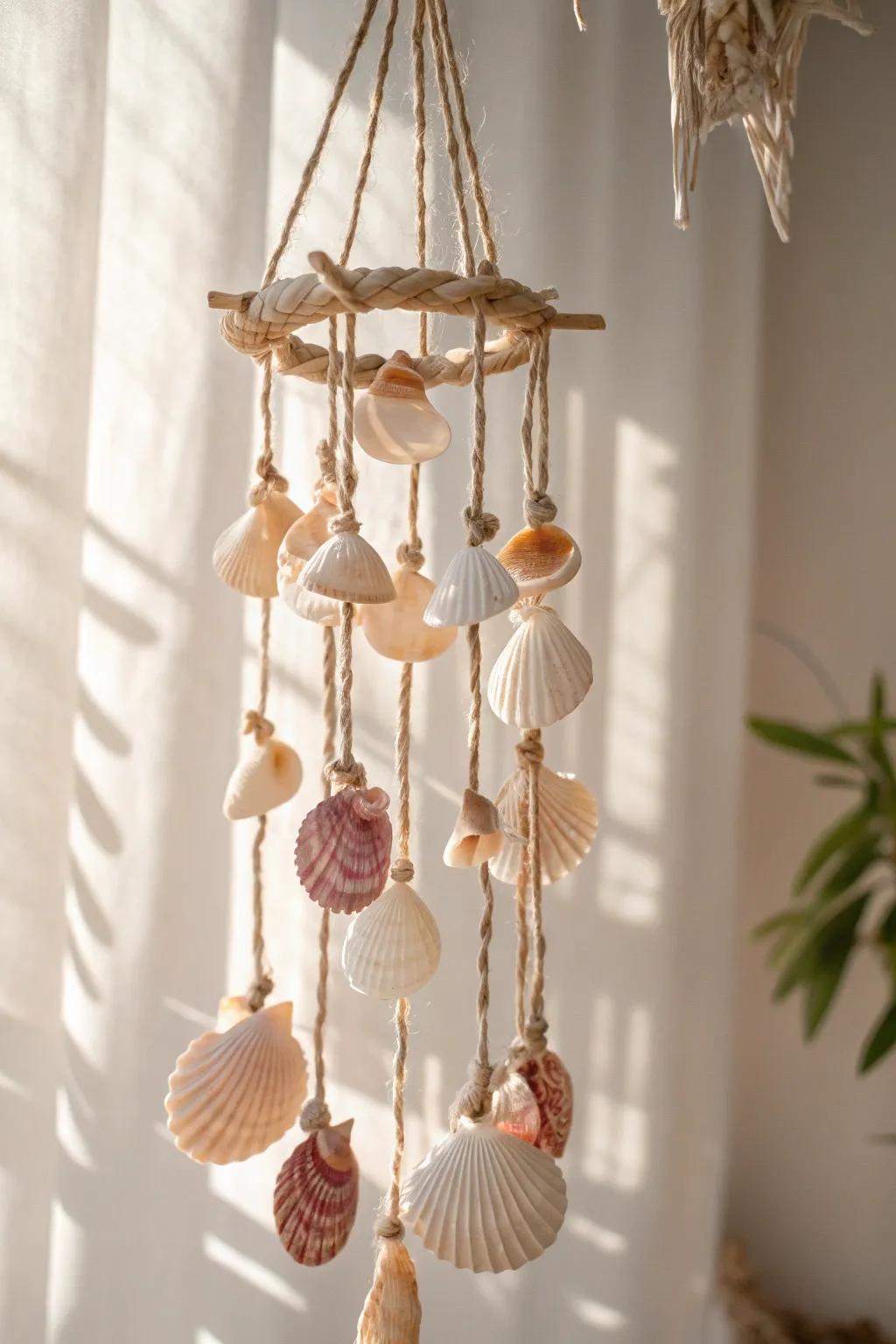 Bring the tranquil sounds of the sea to your home with this charming DIY Seashell Wind Chime. A perfect blend of simplicity and natural beauty!