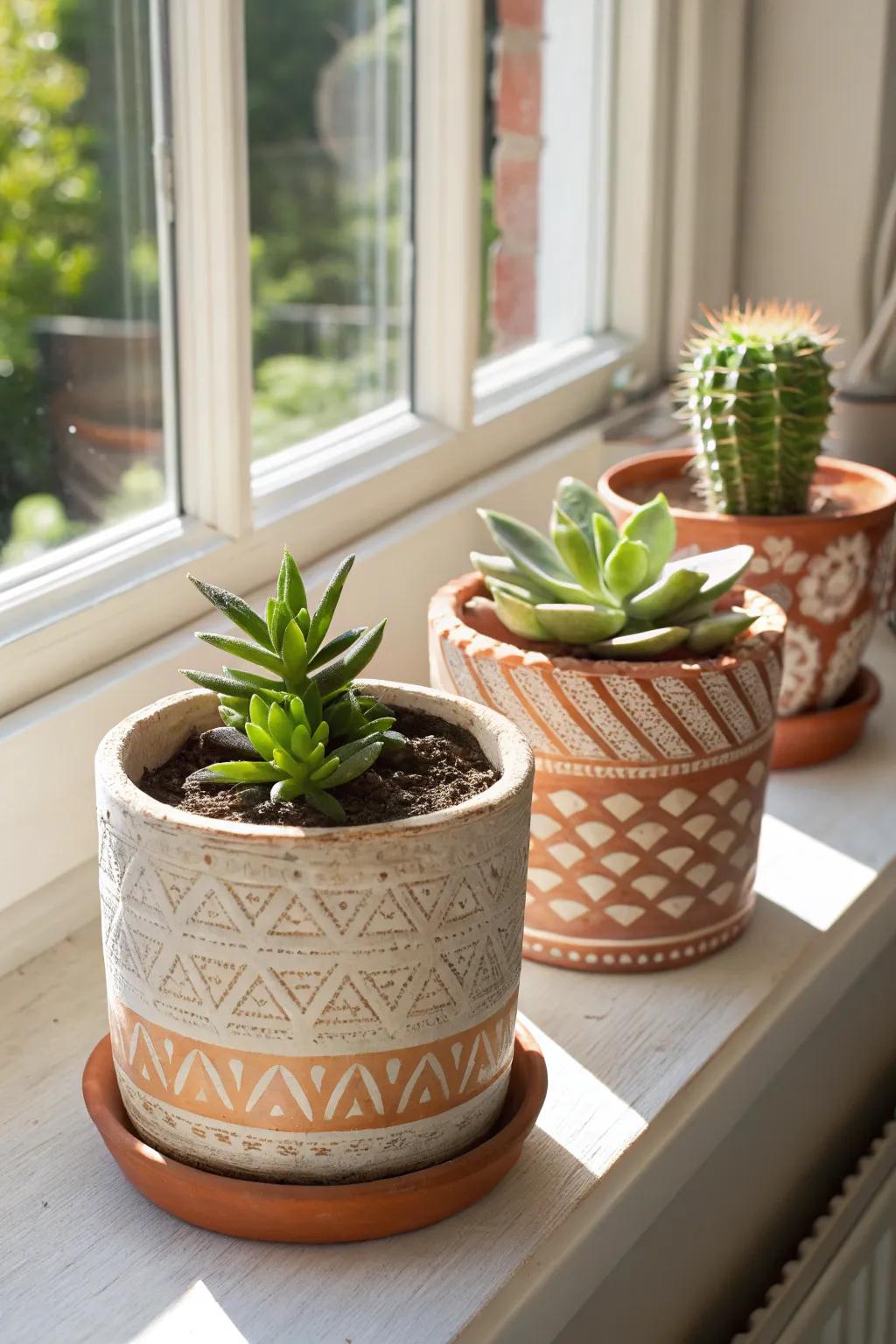 Personalize your green space with unique air dry clay plant pots.