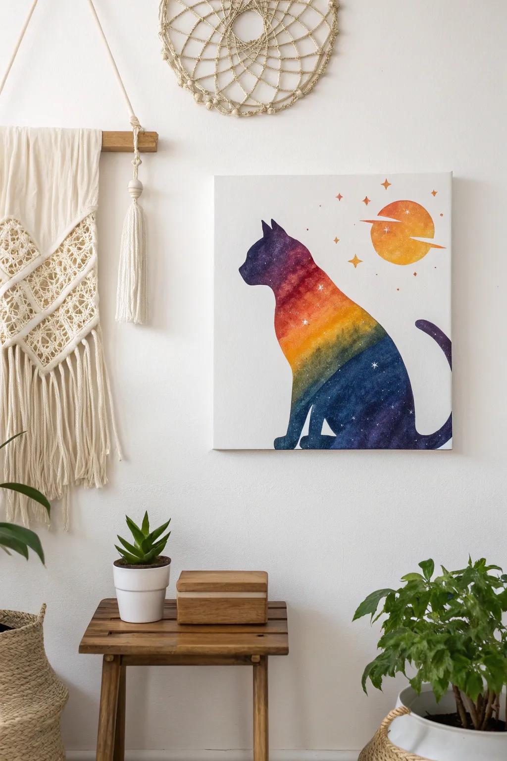 Brighten your space with a splash of feline artistry.