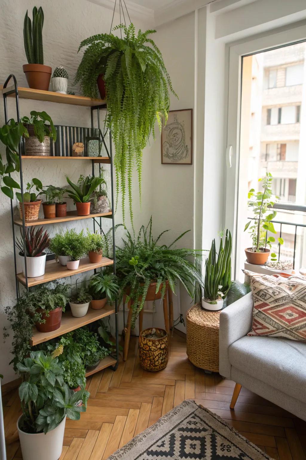 Enhance your apartment's ambiance with lush indoor plants.