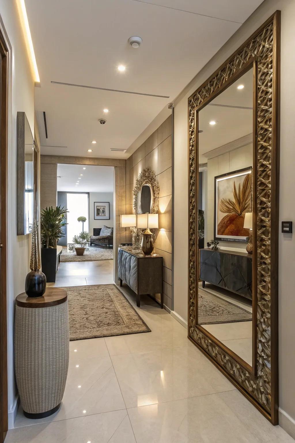 Mirrors in entryways can create an illusion of more space.