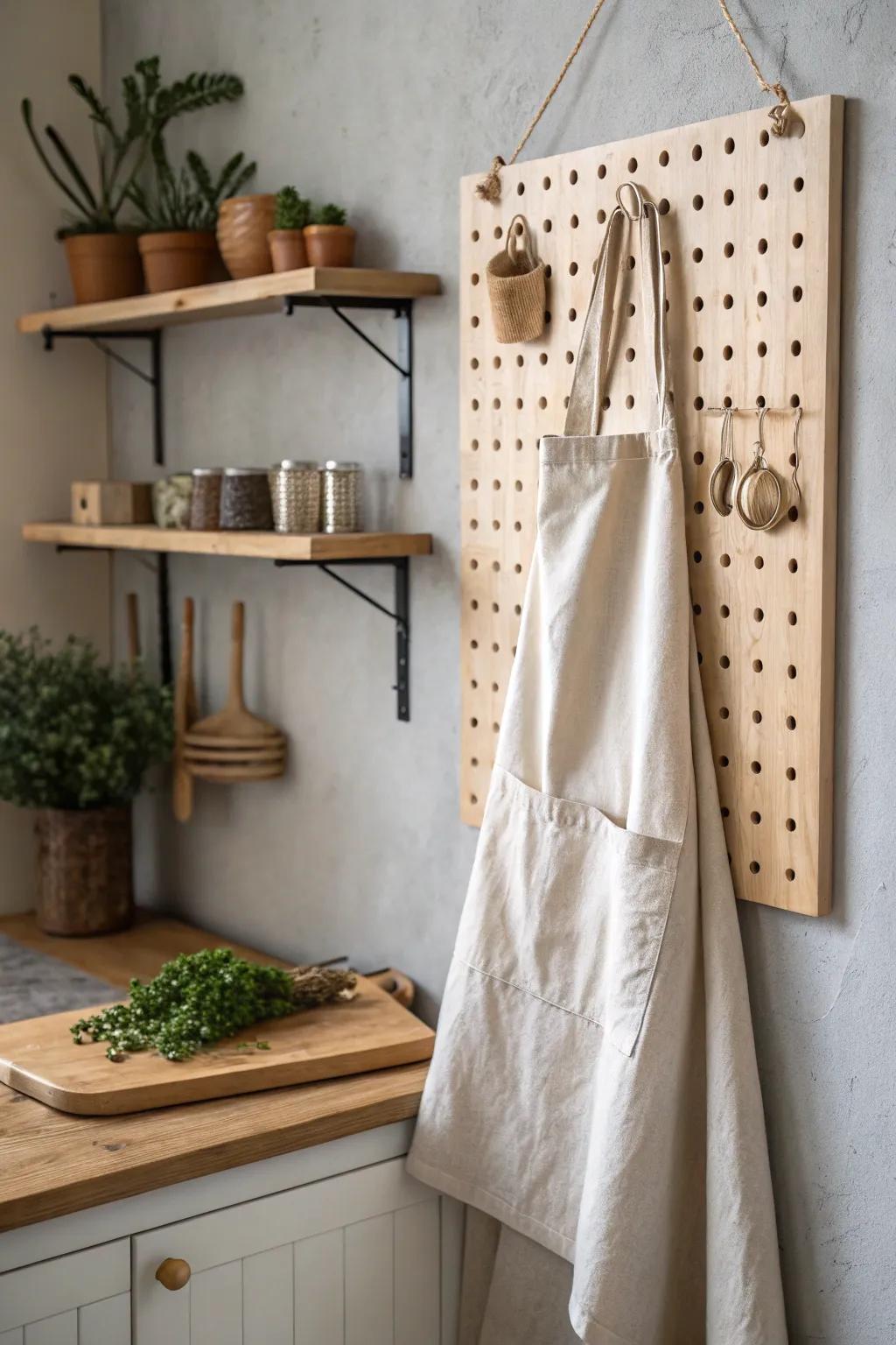 Elevate kitchen organization with a touch of elegance—discover the beauty of functional pegboards.