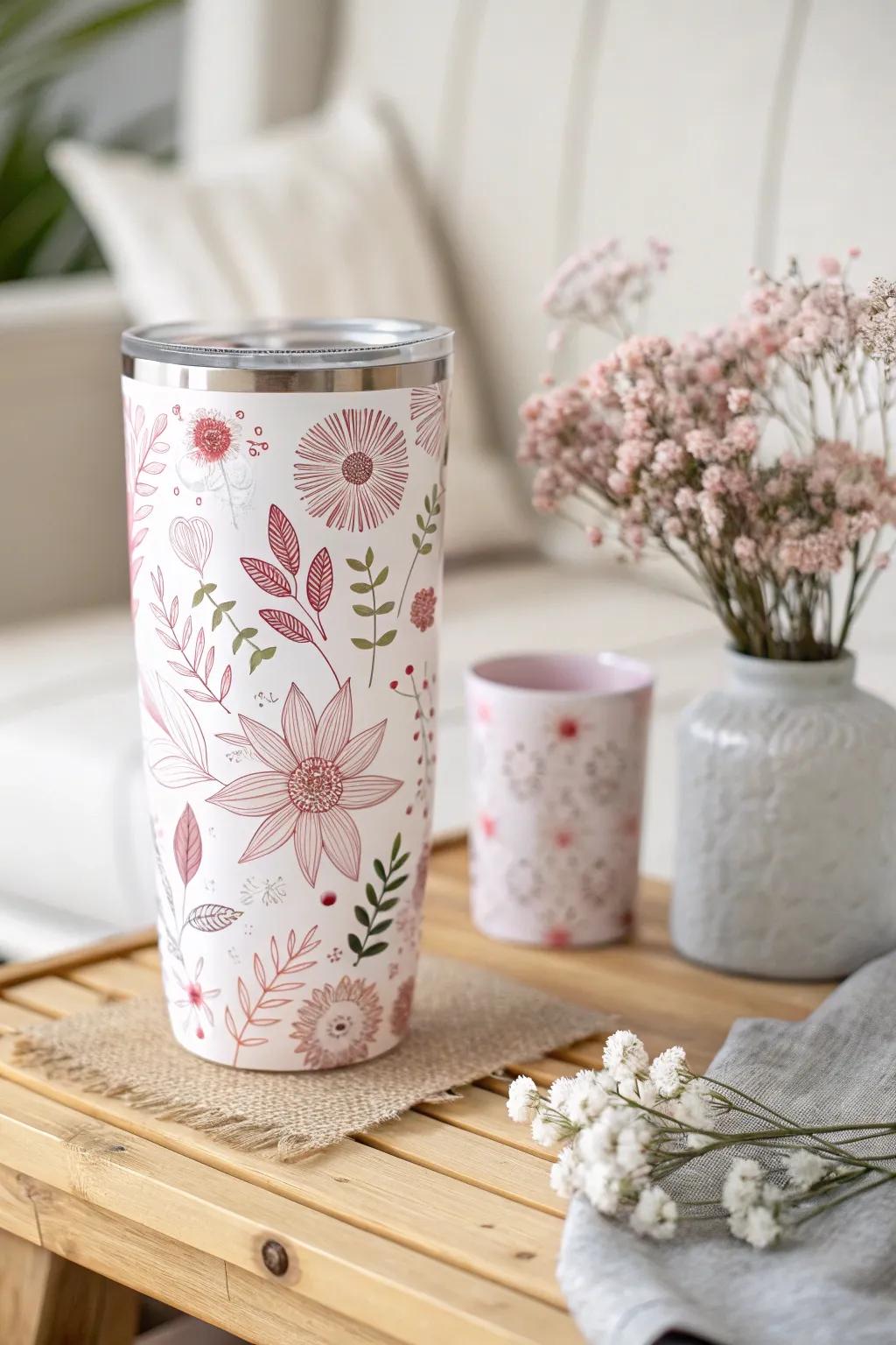 Sip in style with this exquisitely crafted floral tumbler, perfect for the aunt who cherishes elegance and beauty.