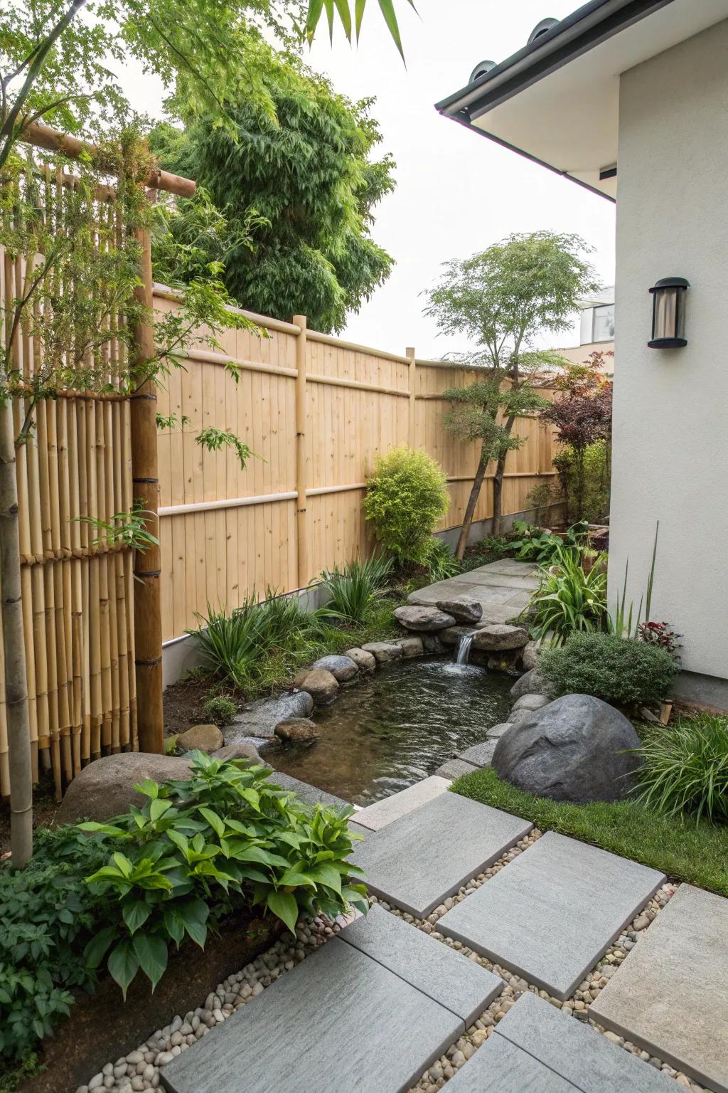 Bamboo fencing adds a serene and private touch to your outdoor space.