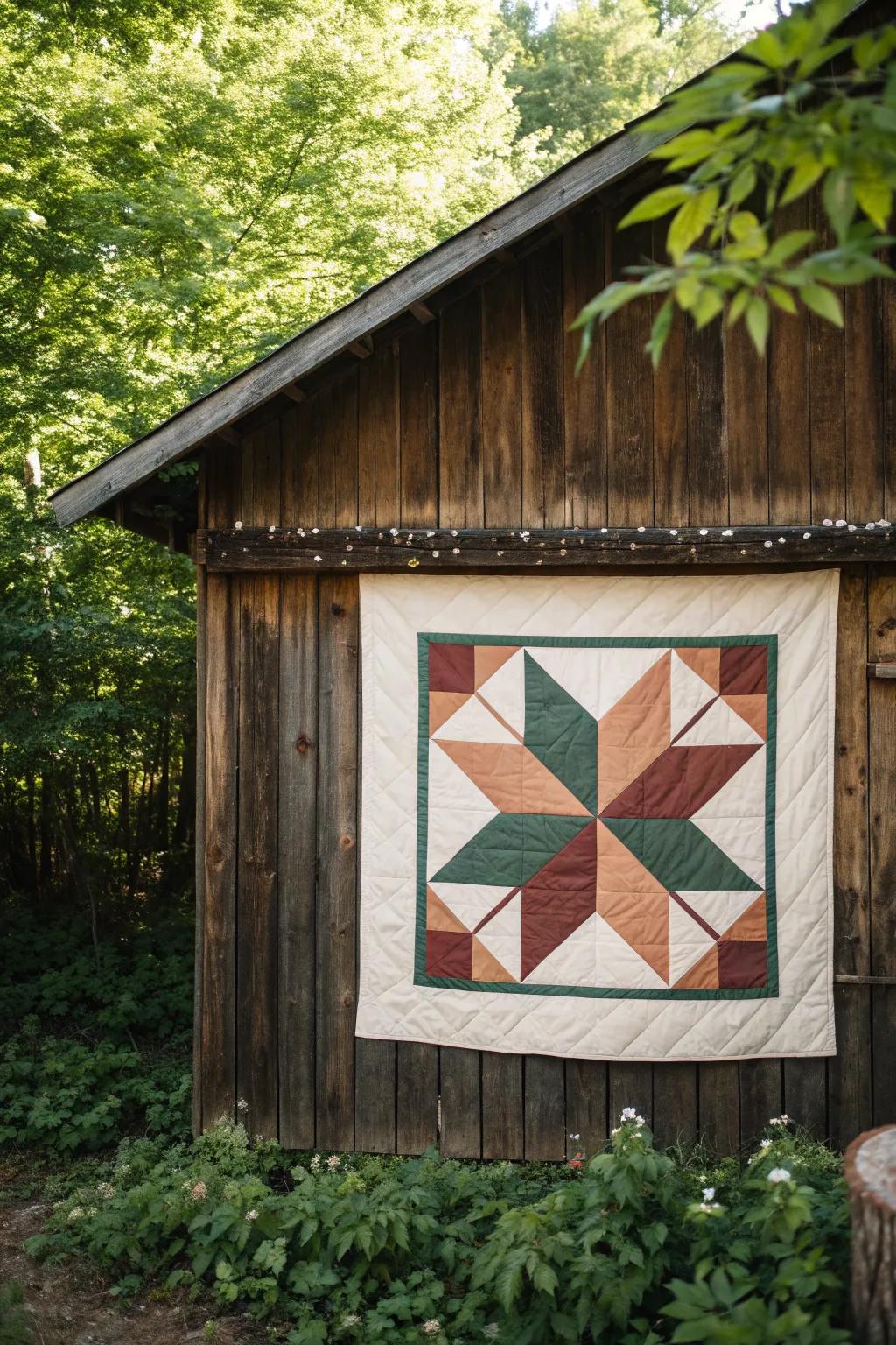 Embrace the serene beauty of nature with this earthy-toned barn quilt, a perfect blend of Scandinavian minimalism and Boho charm.