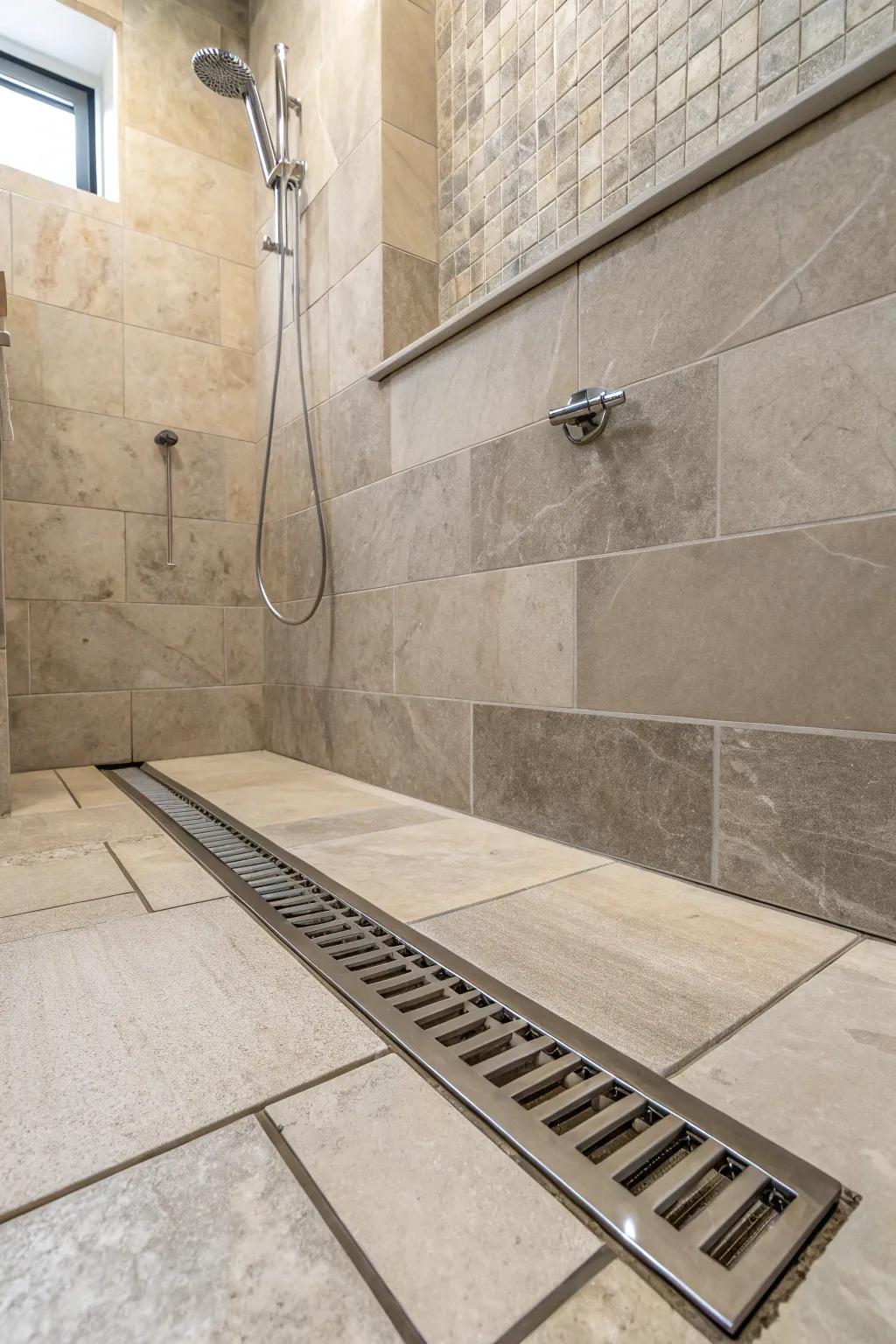 Linear drains enhance both form and function in modern showers.