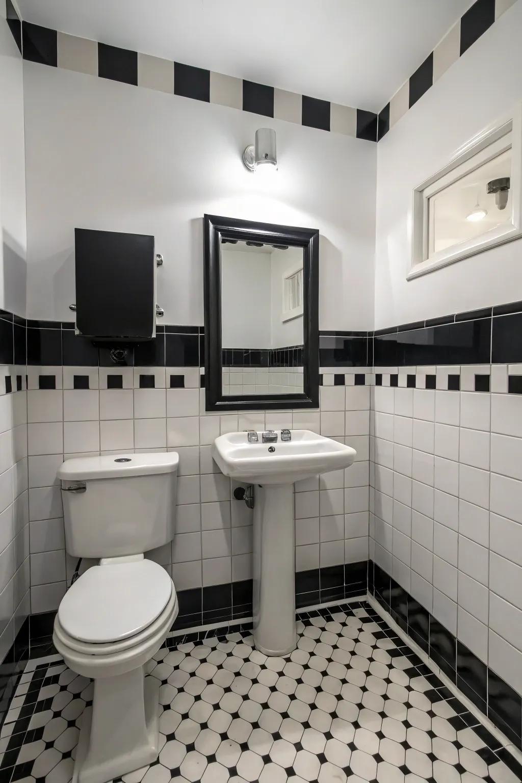 A clean and sophisticated monochrome bathroom that offers timeless appeal.