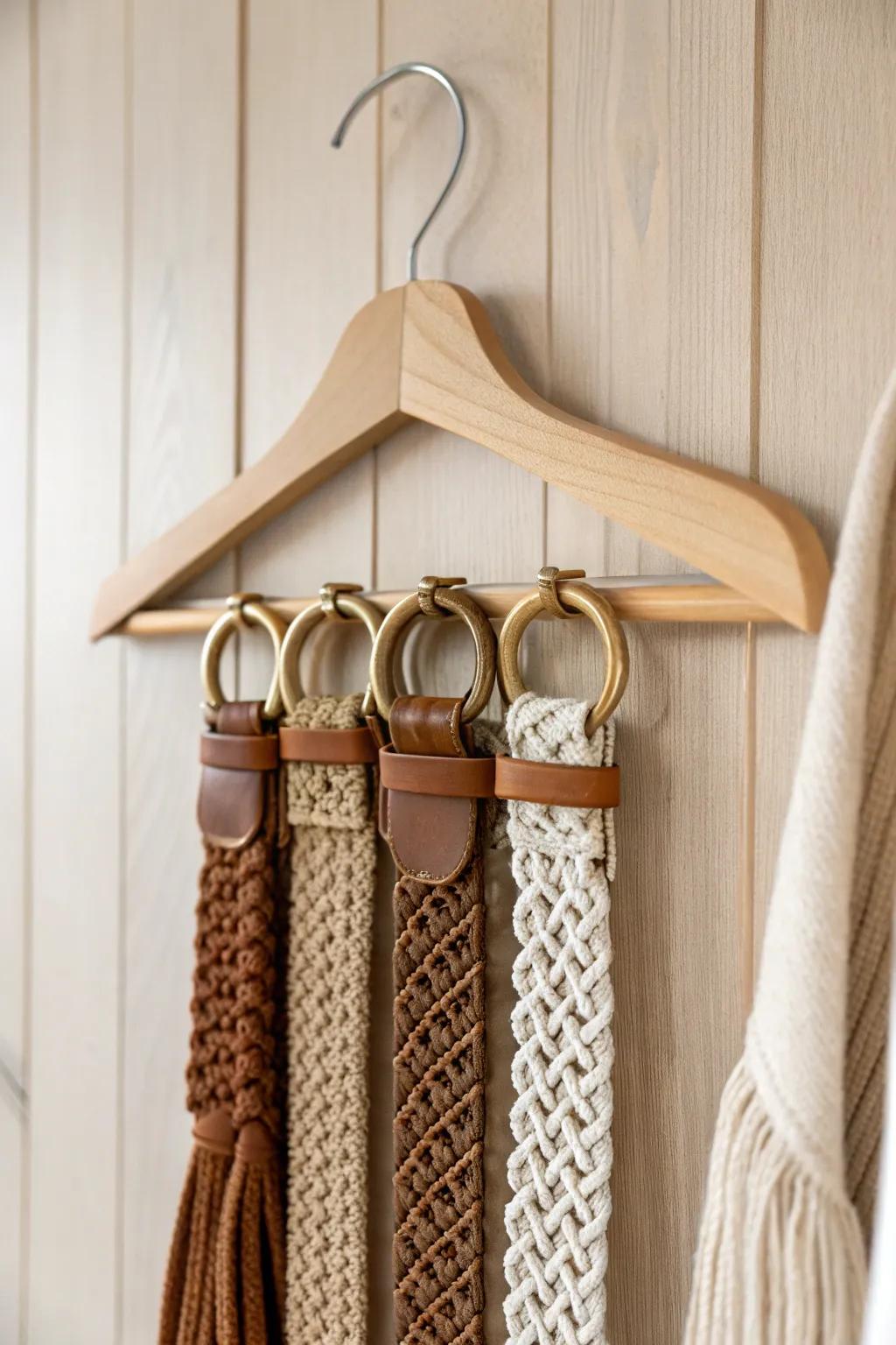 Effortless elegance: Organize your belts with style and simplicity.