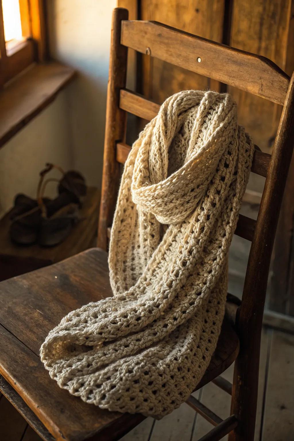 A chunky infinity scarf keeps you warm and fashionable.