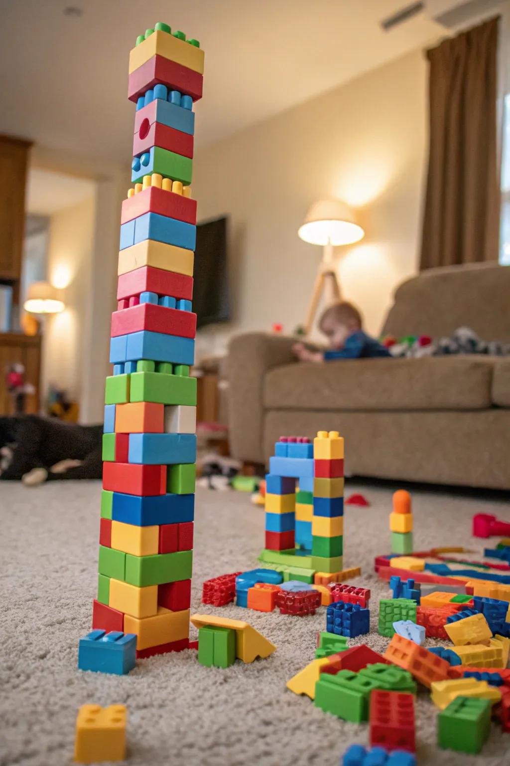 Building blocks offer endless possibilities for constructing imaginative worlds.