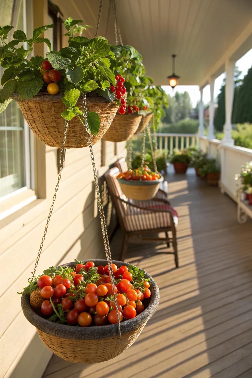 Hanging baskets offer a delightful and space-saving gardening option.