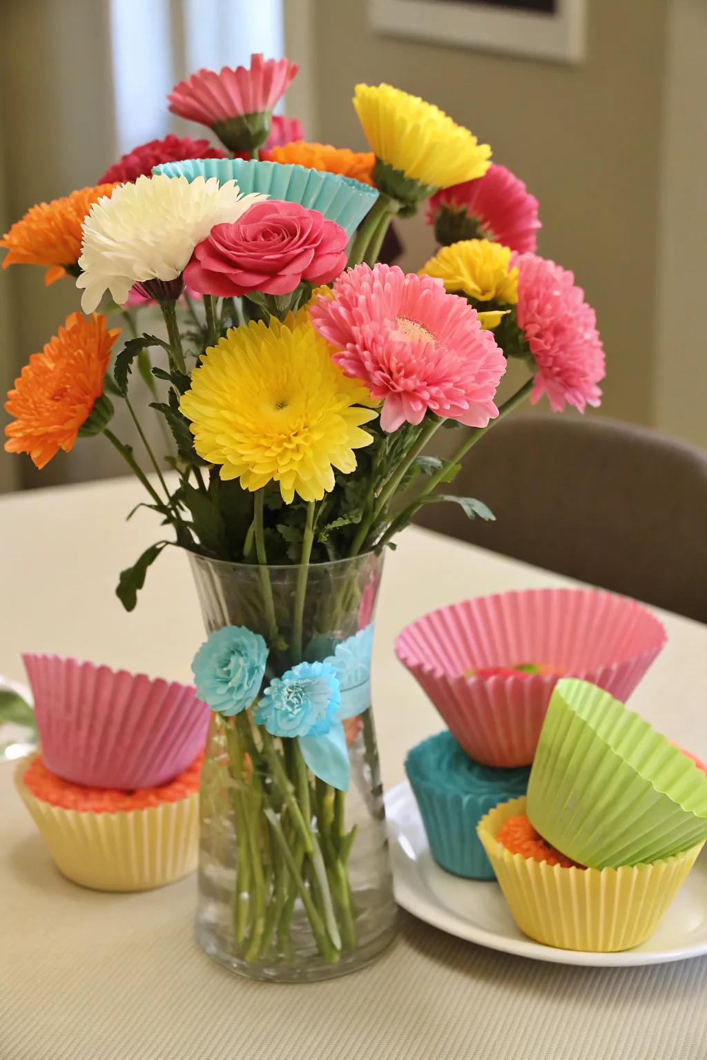 Craft beautiful, lasting flowers with cupcake liners.