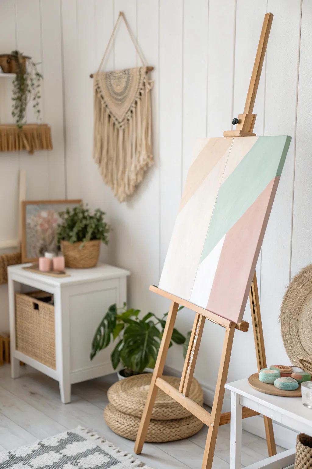 Unleash your creativity with soothing abstract color blocks that transform a blank canvas into a masterpiece of emotions.