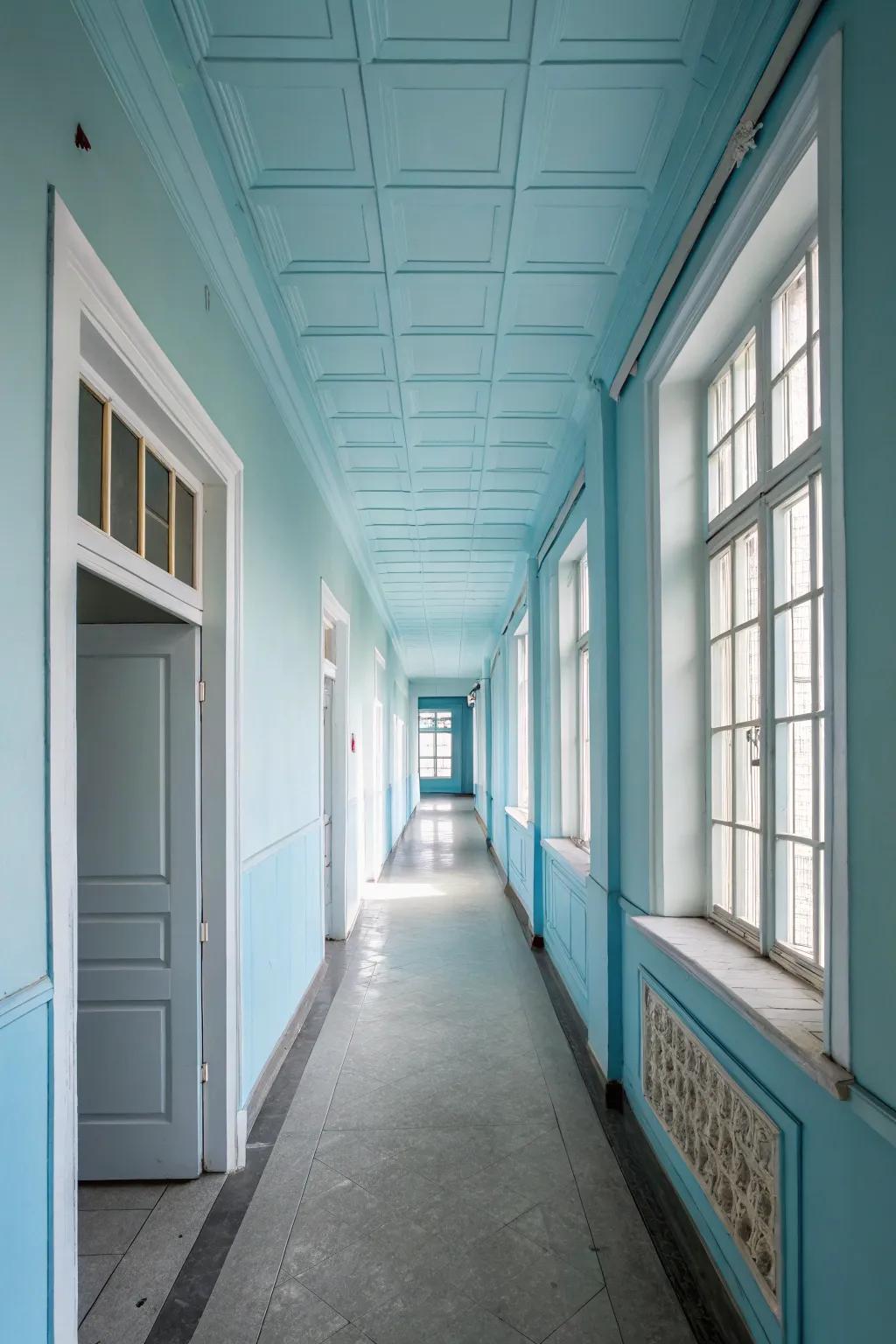 Powder blue walls bring a sense of calm and openness.