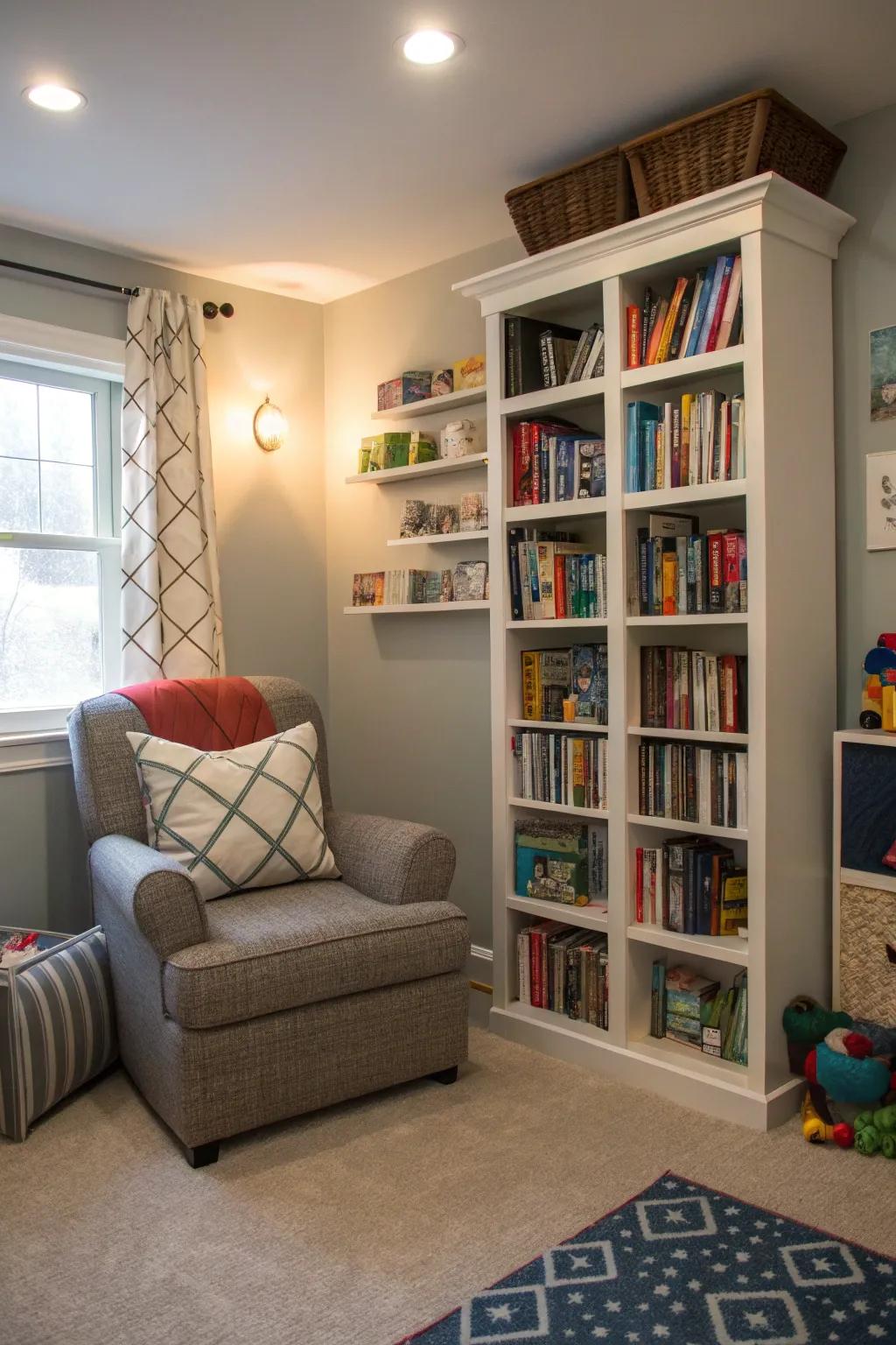 A reading nook inspires learning and imagination.