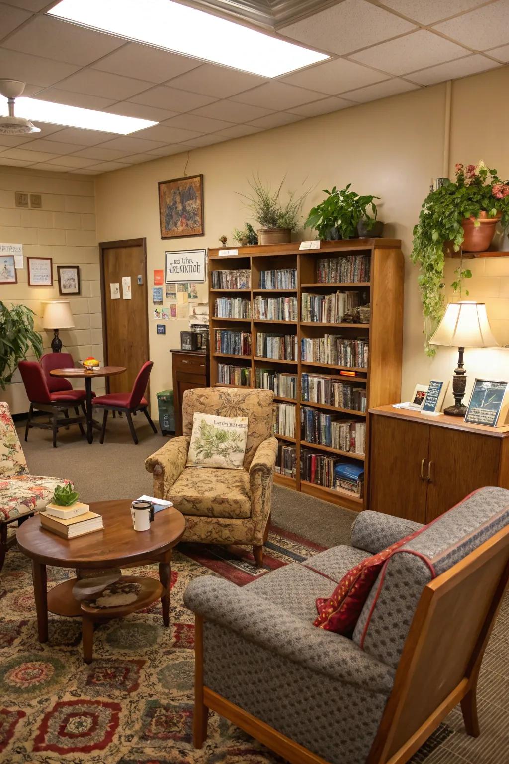 Thrifted furniture can add character to your break room.